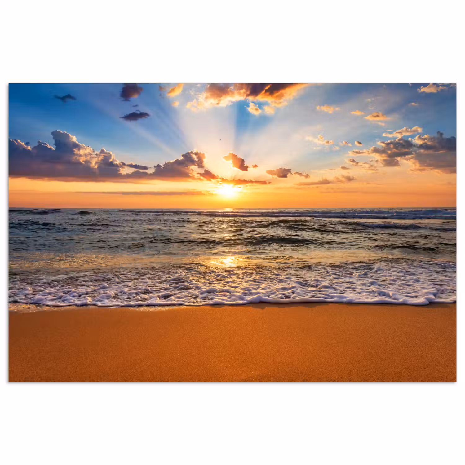 Strand - Zonsondergang - Zee - Wolken - Horizon poster papier klein -3d