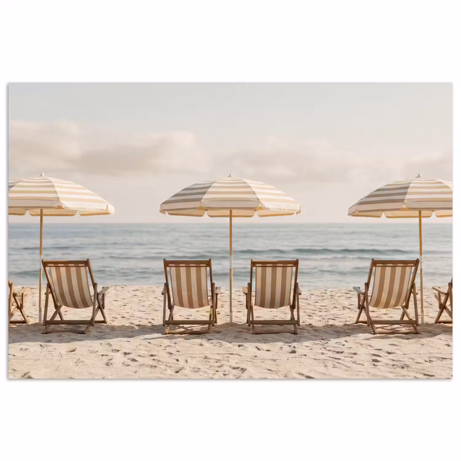 Strand - Stoelen - Parasol poster papier klein -3d