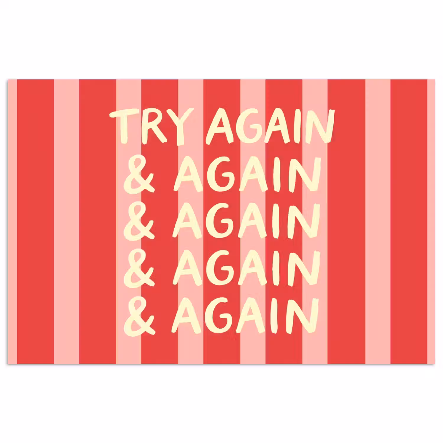 Strepen - Rood - Try again poster papier klein -3d