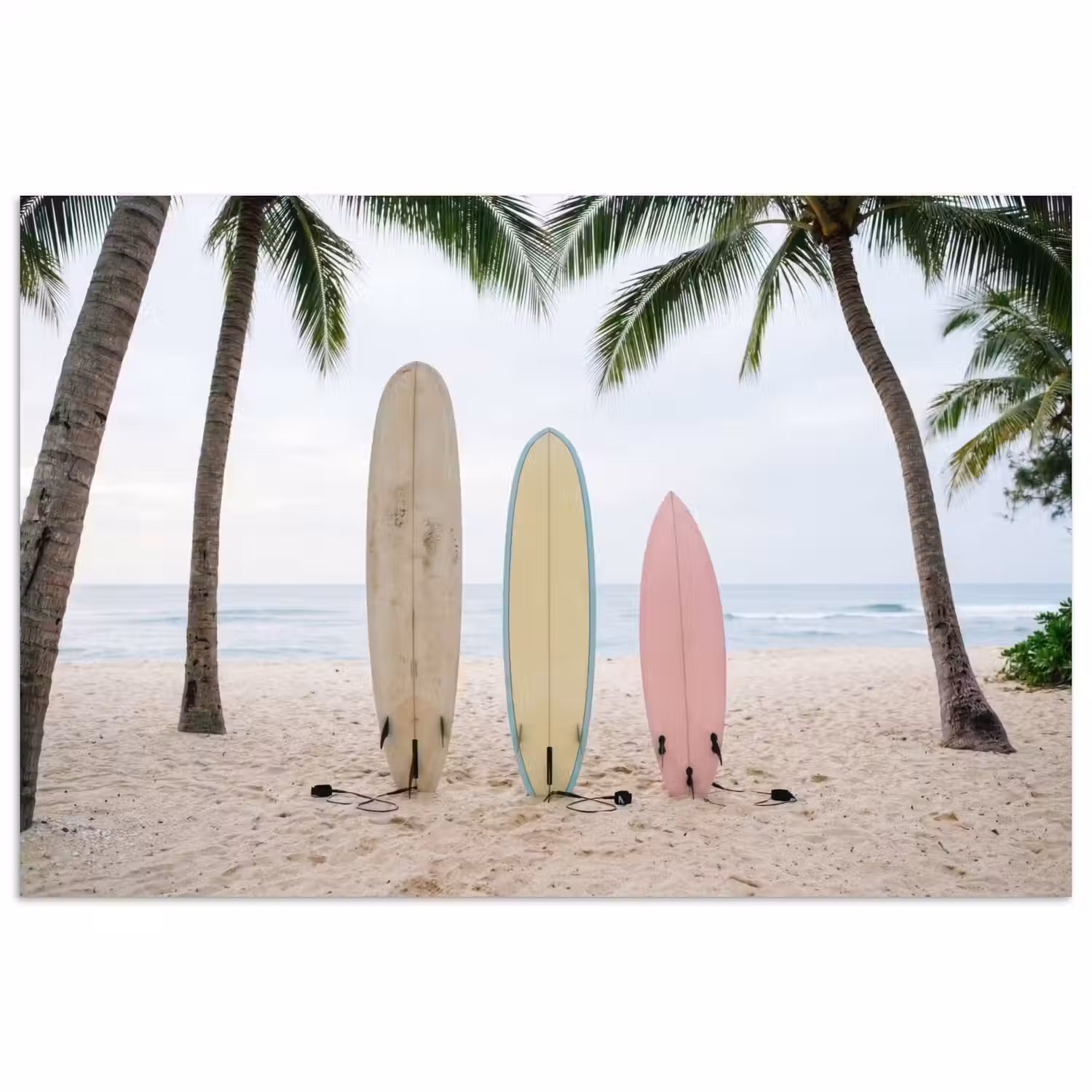 Surfboard - Palmbomen - Kleurrijk poster papier klein -3d