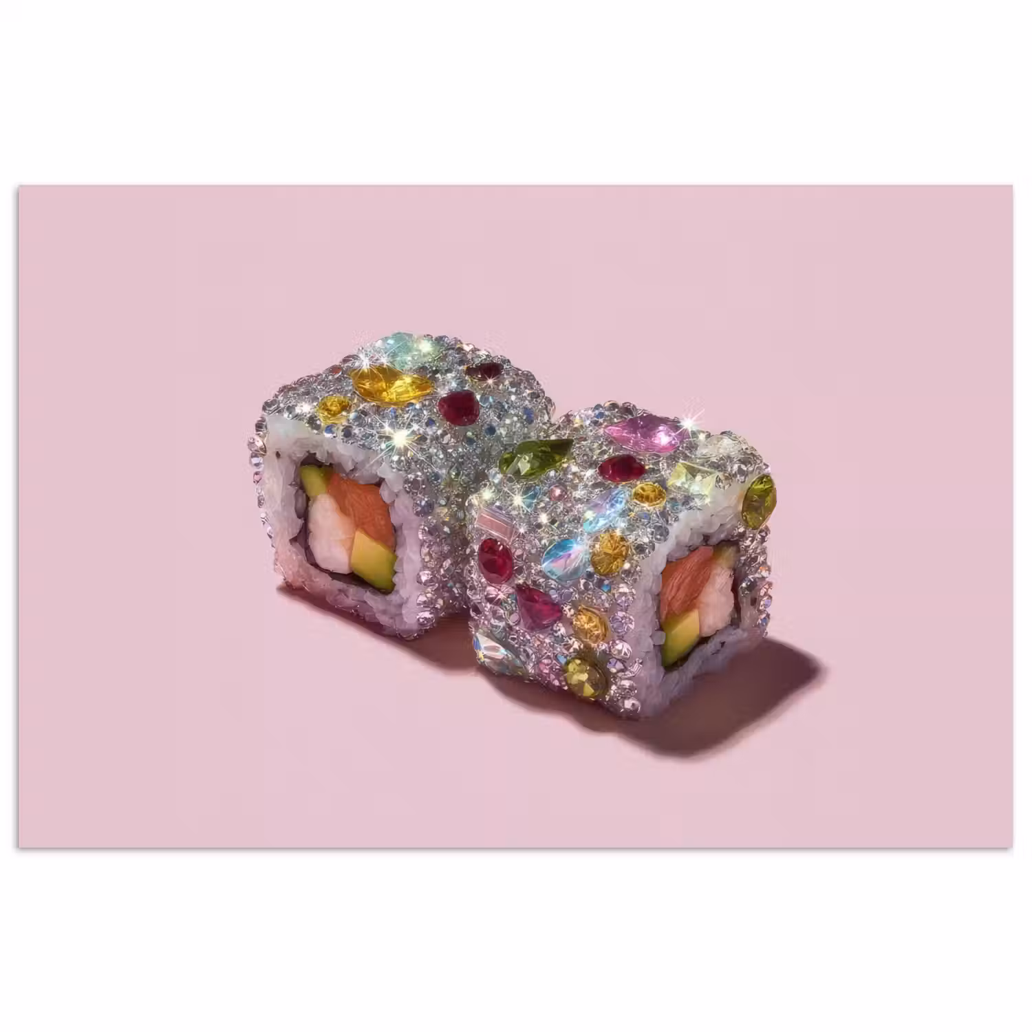 Sushi - Rolletjes - Steentjes - Kleurrijk poster papier klein -3d