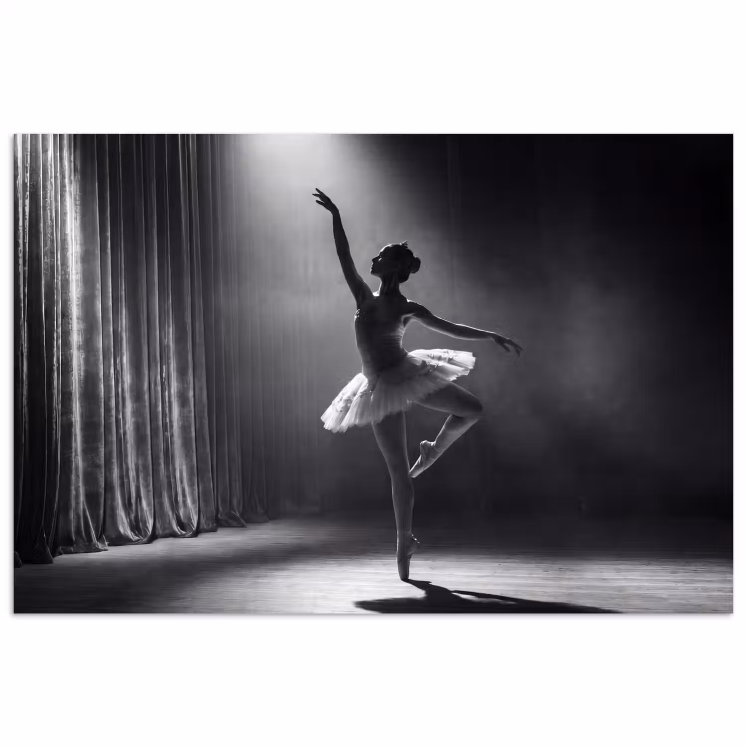 Danser - Podium - Zwart-wit - Kunst - Klassiek poster papier klein -3d