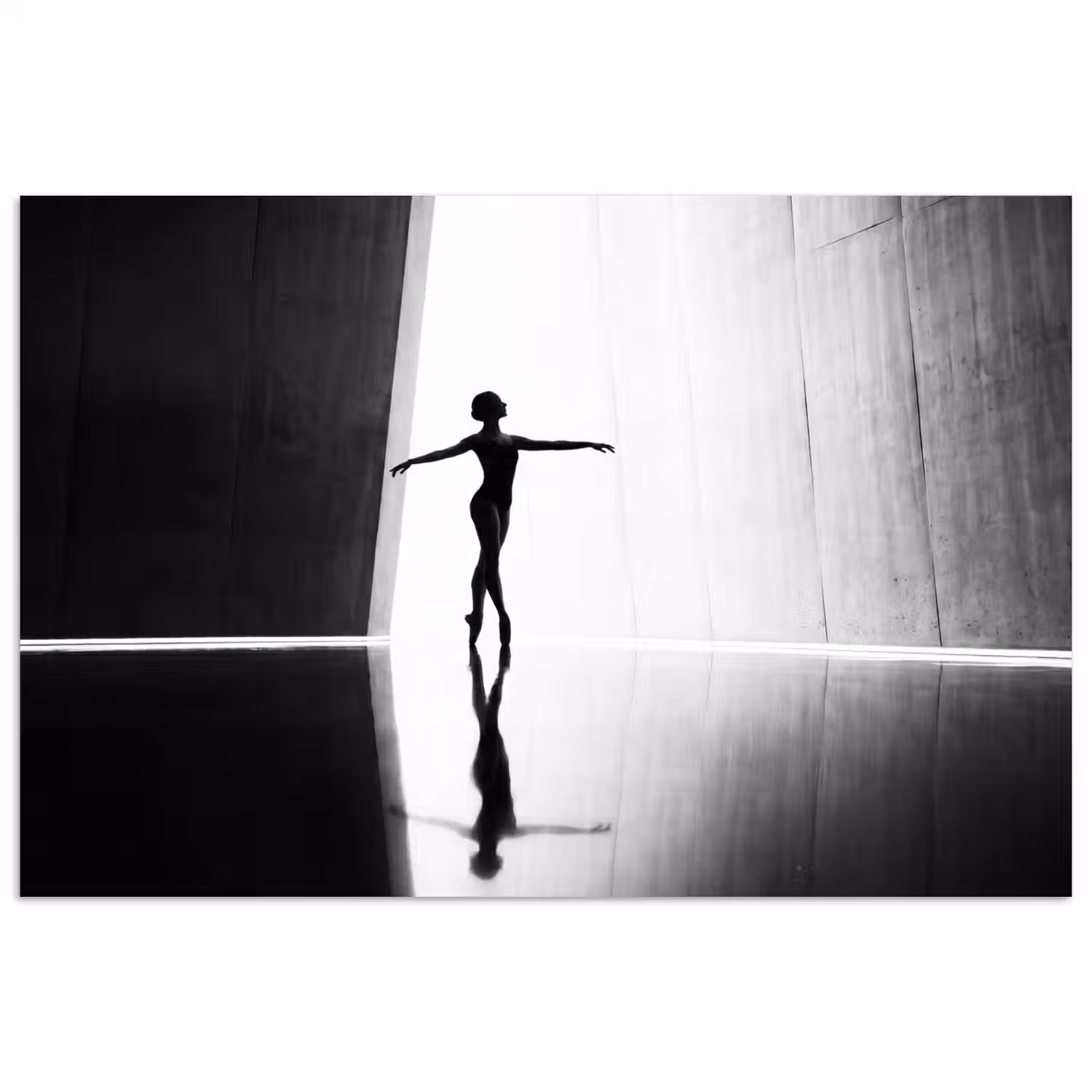 Danser - Silhouette - Kunst - Modern - Zwart-wit poster papier klein -3d