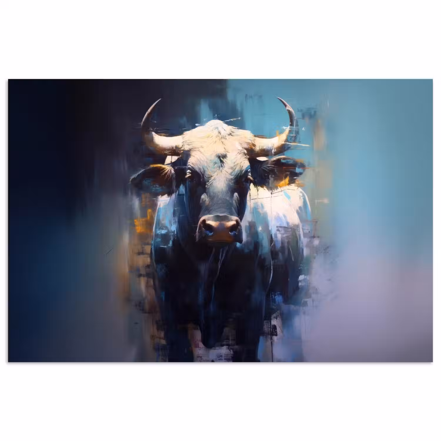 Stier - Zwart - Abstract - Horens poster papier klein -3d