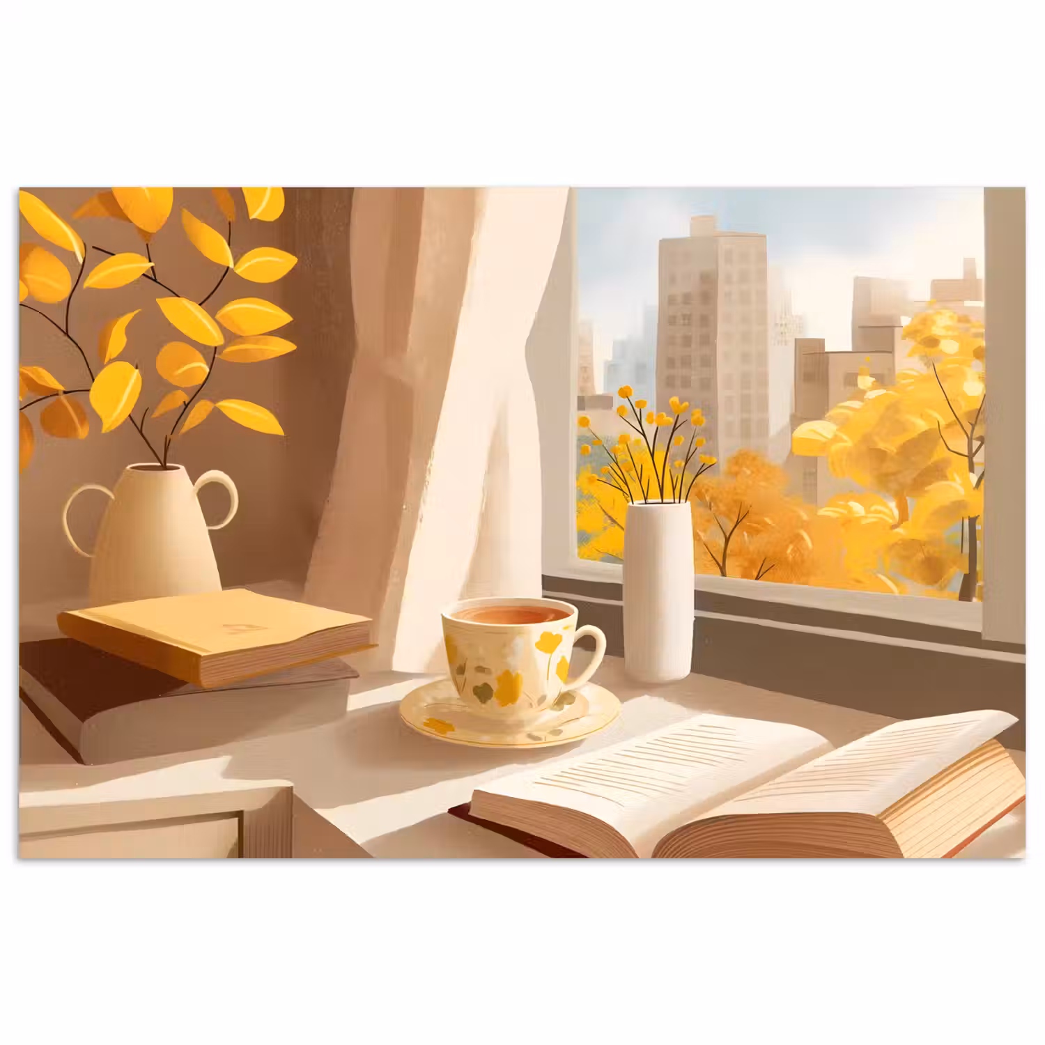 Thee - Boek - Thee - Herfst poster papier klein -3d