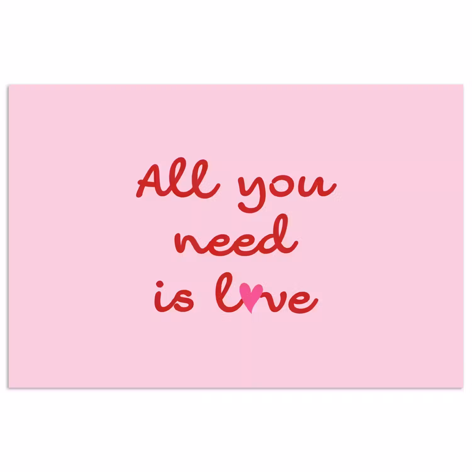 Tekst - Roze - Love - Hart poster papier klein -3d