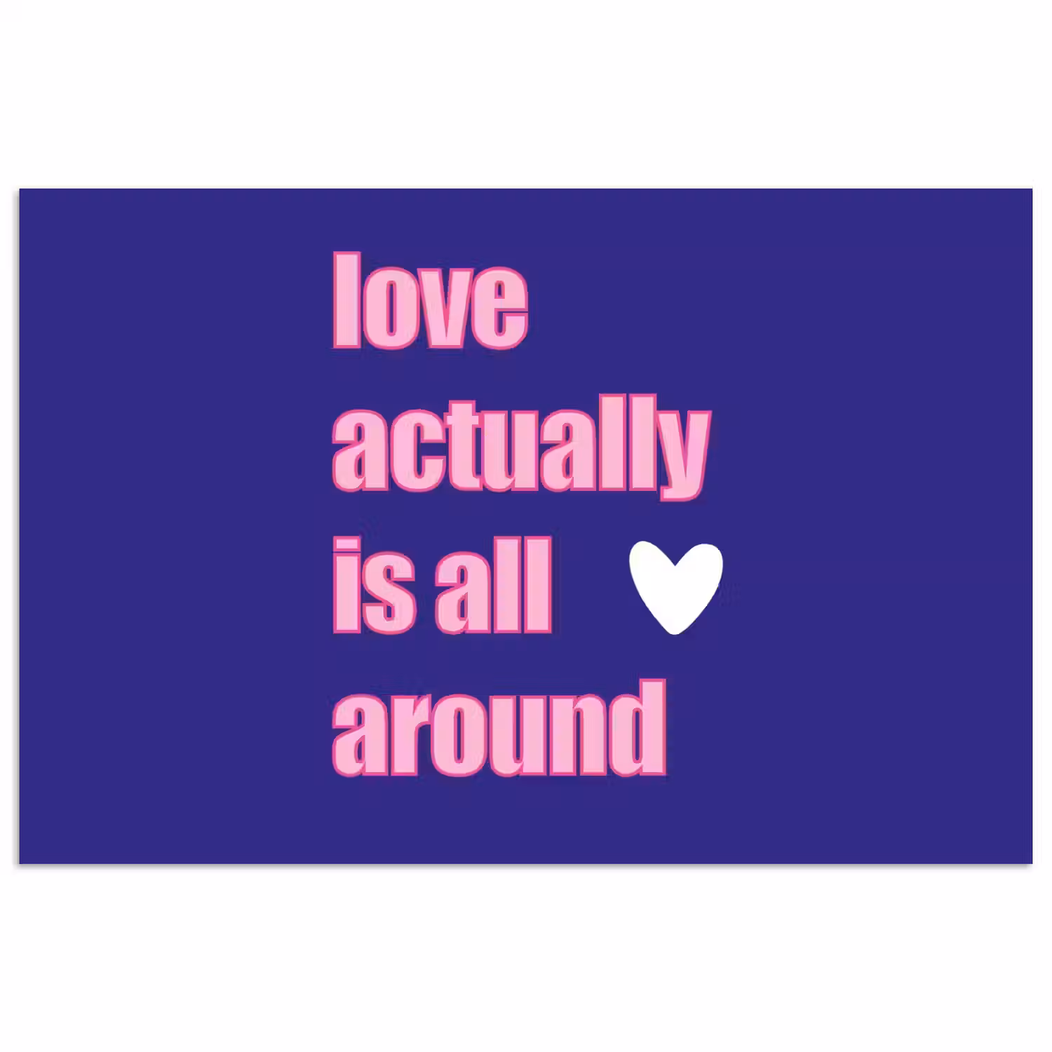 Tekst - Valentijn - Love - Blauw poster papier klein -3d