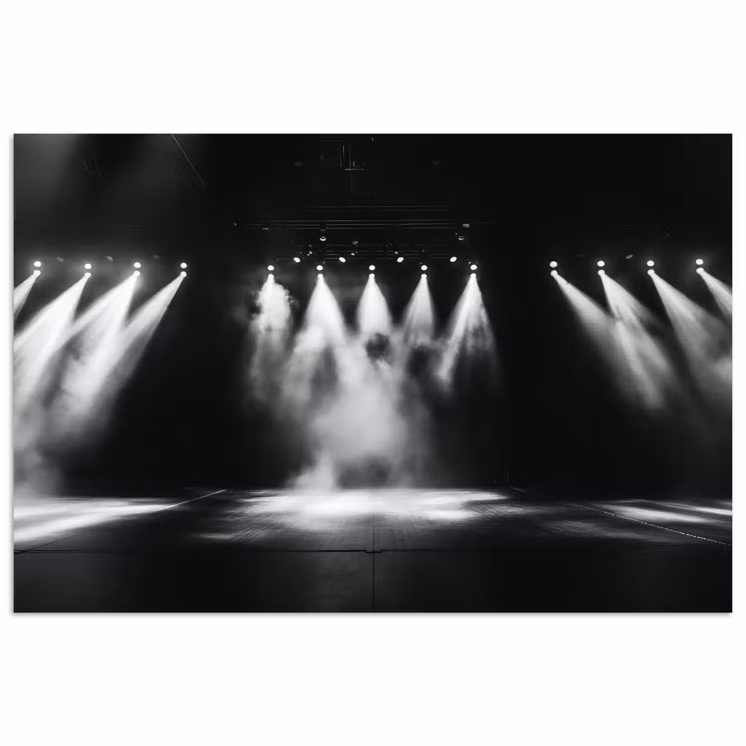 Theaterzaal - Mist - Spotlights - Zwart poster papier klein -3d