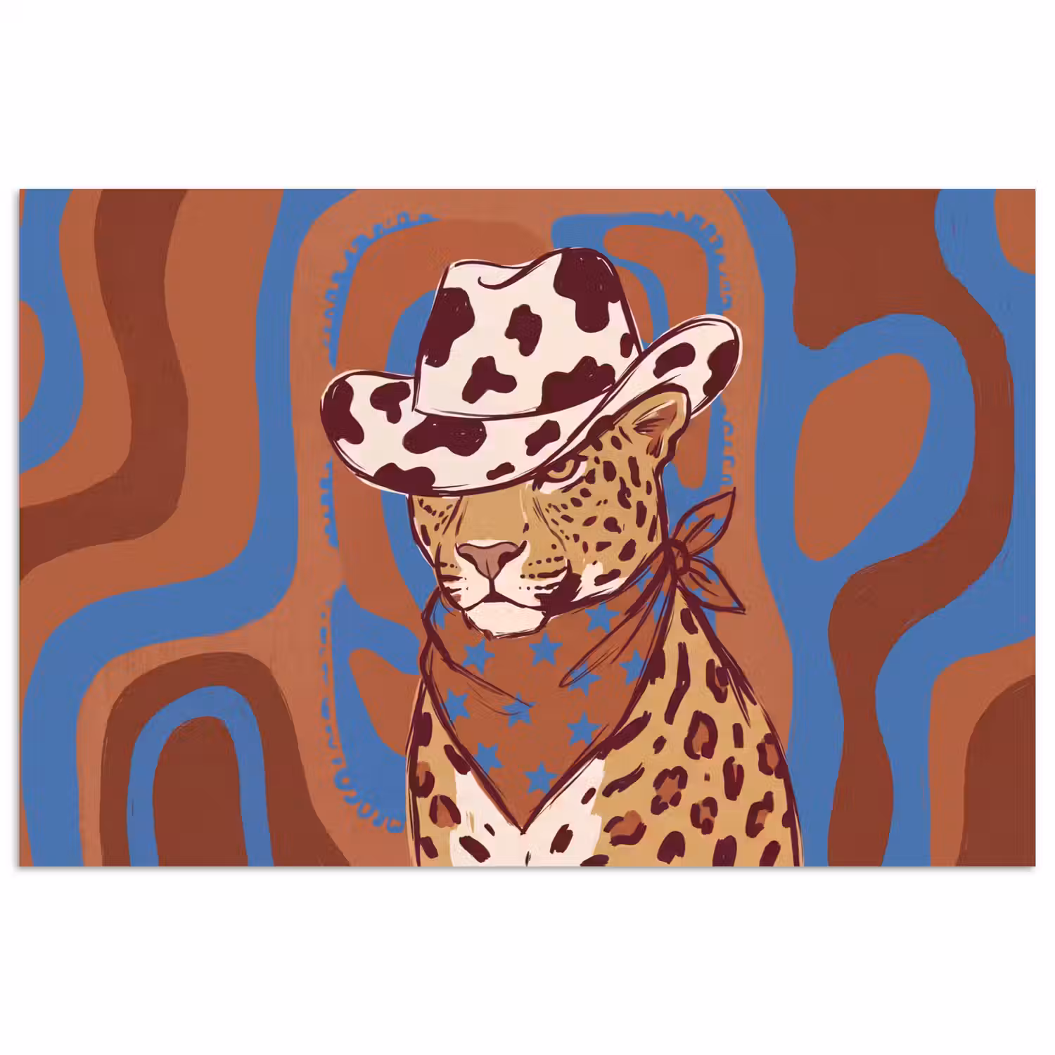 Dieren - Cowboyhoed - Modern - Illustratie - Bruin poster papier klein -3d