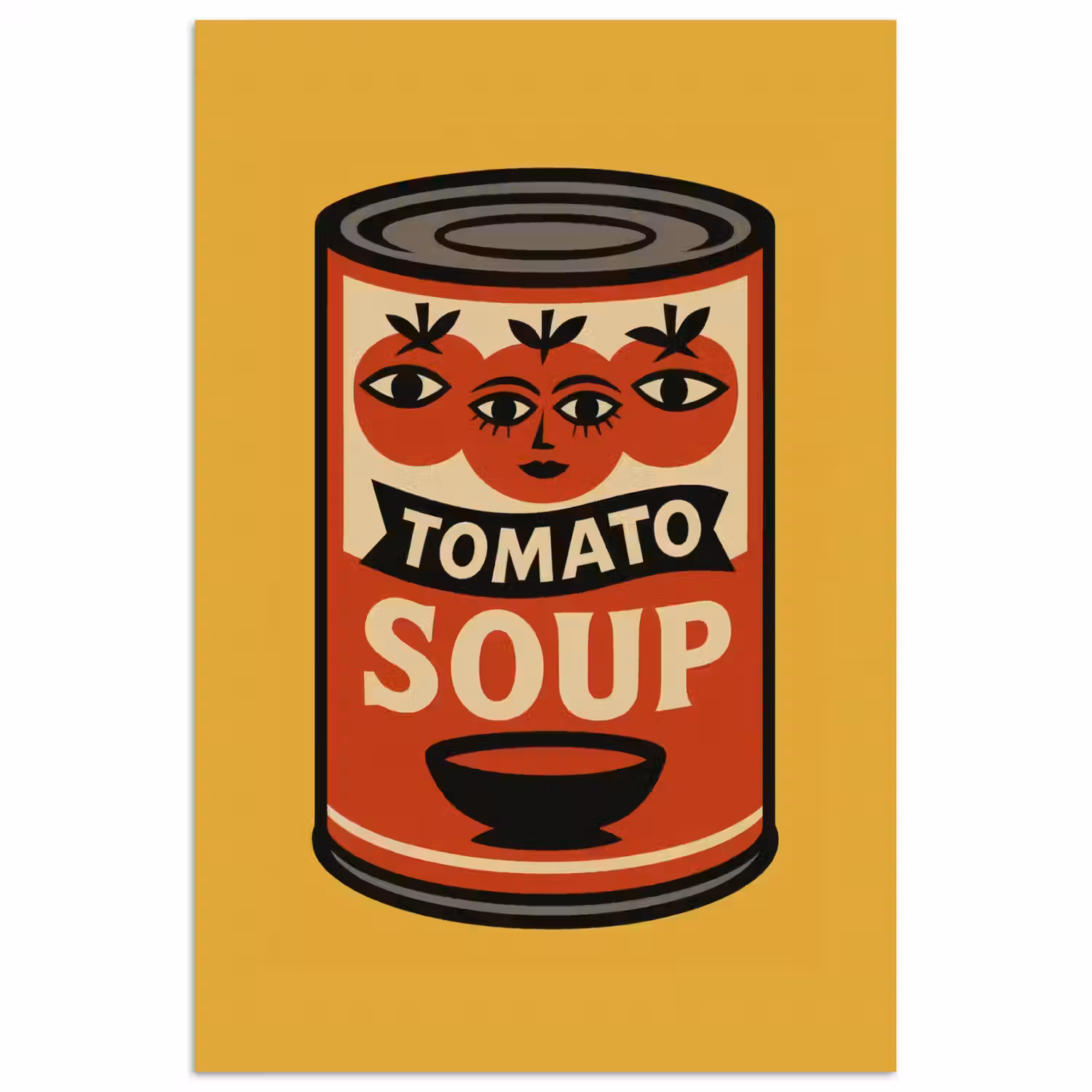 Tomatensoep - Gezichtje - Illustratie - Rood poster papier klein -3d