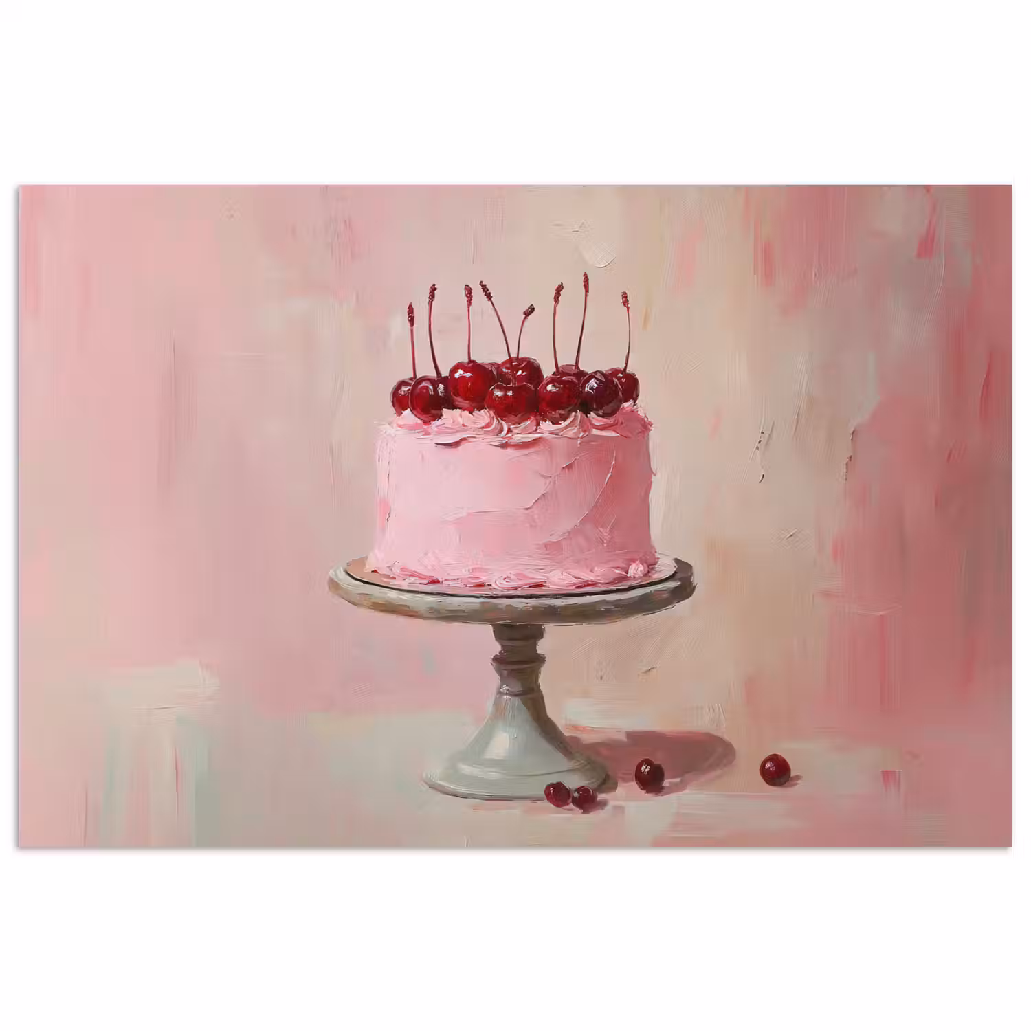 Taart - Pink - Cherry poster papier klein -3d
