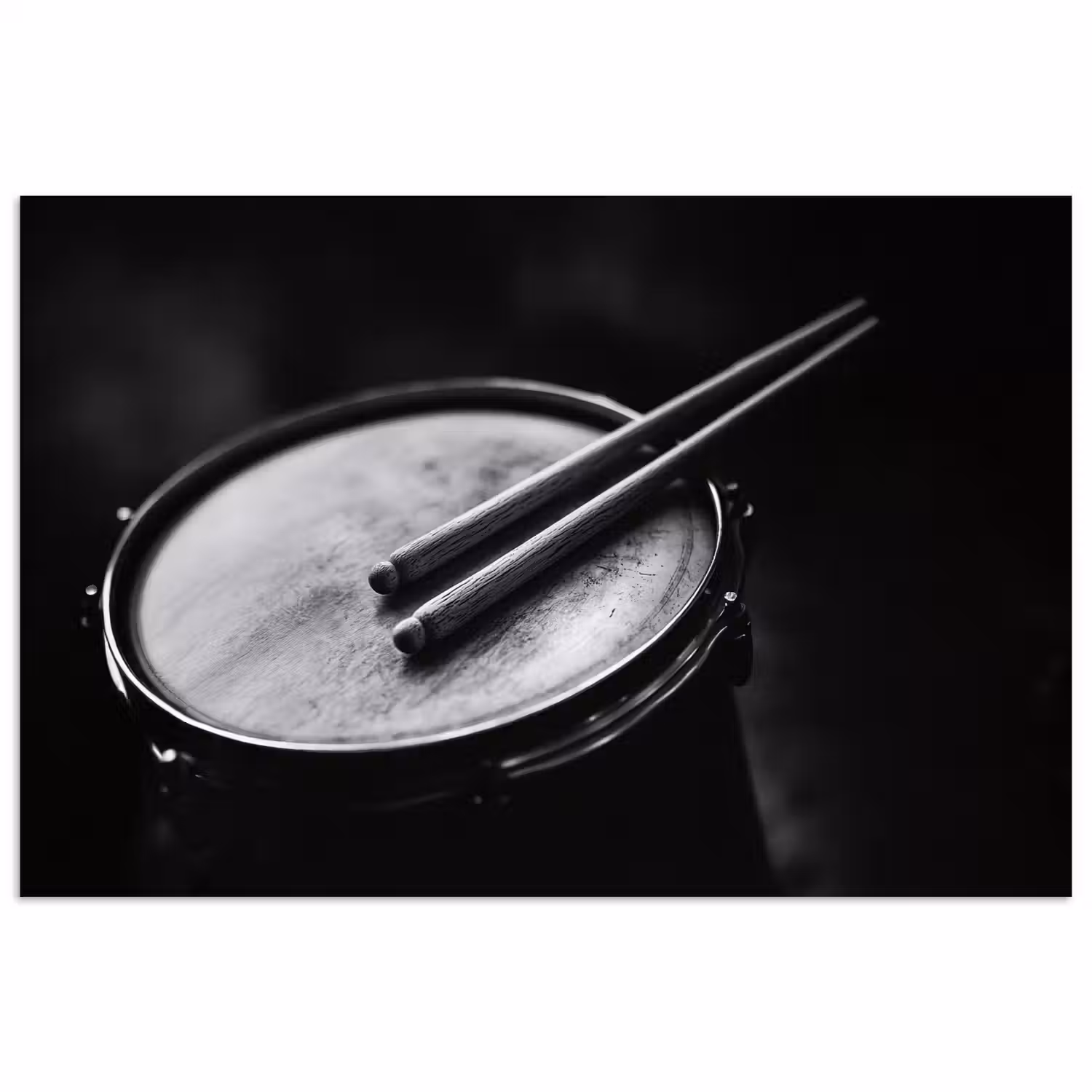 Trommel - Close-up - Drumstokken - Zwart poster papier klein -3d