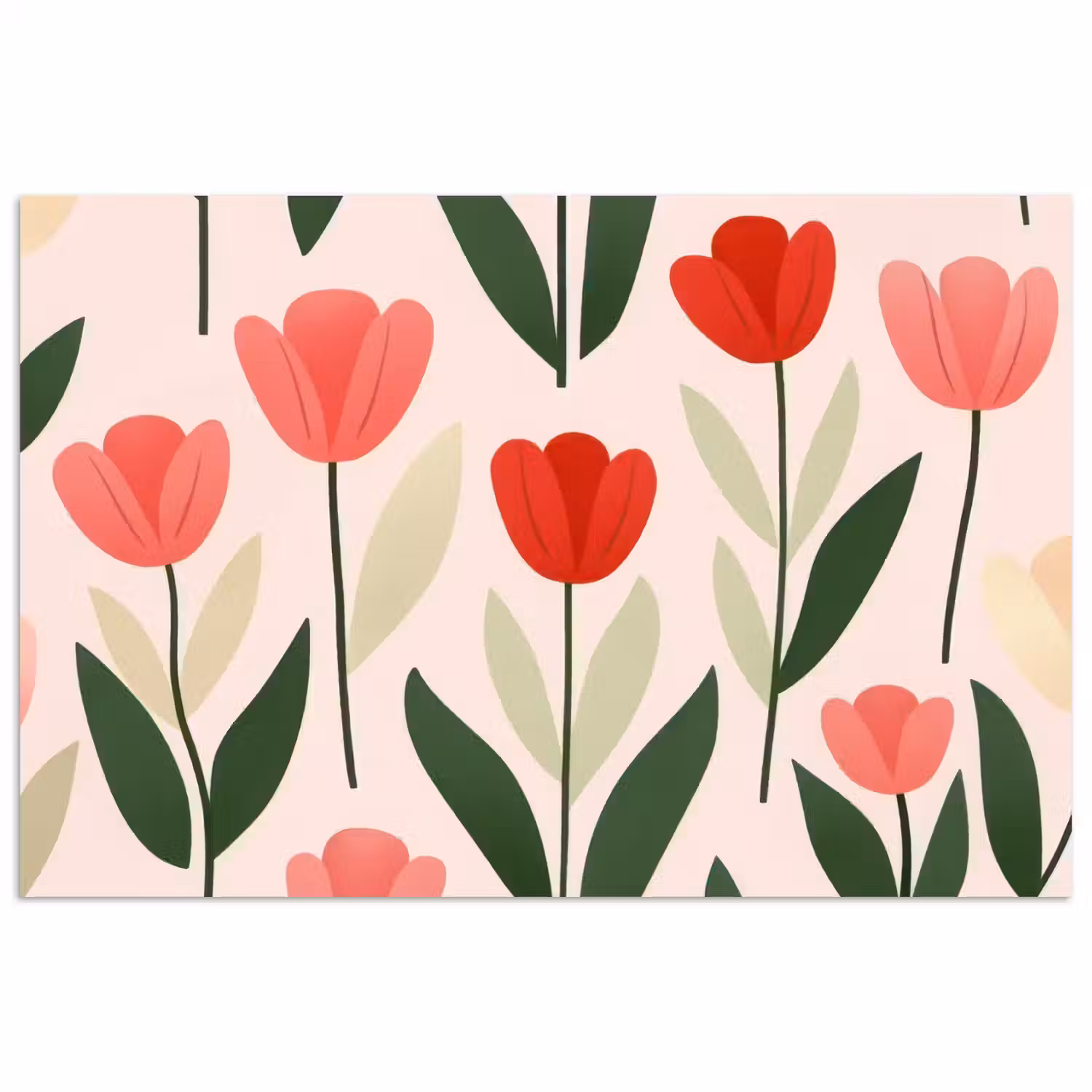 Tulpen - Modern - Roze poster papier klein -3d