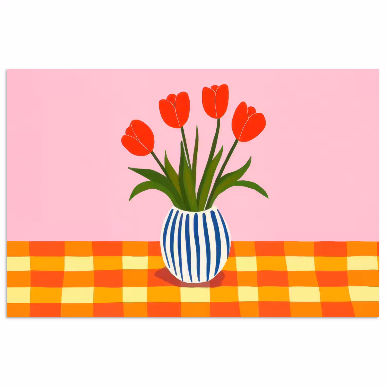 Tulpen - Roze - Vaas poster papier klein -3d