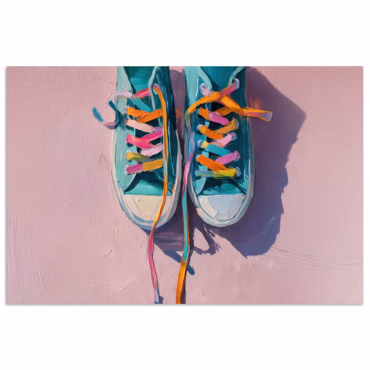 Sneakers - Veters - Kleurrijk - Schaduw poster papier klein -3d