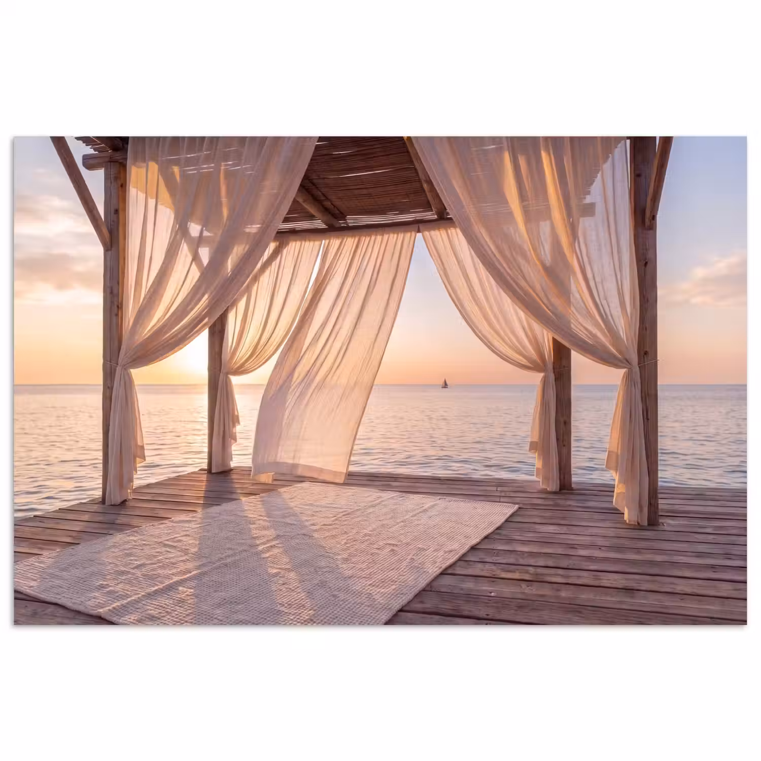 Overkapping - Zee - Zonsondergang - Vakantie - Rust poster papier klein -3d