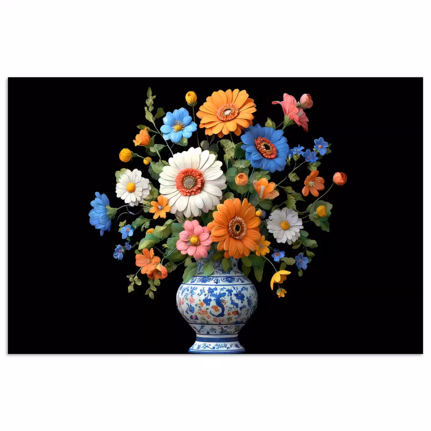 Vaas - Boeket - Bloemen - Kleur poster papier klein -3d