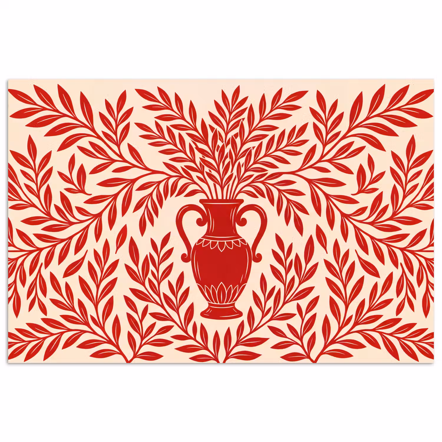 Vaas - Planten - Decoratie - Abstract - Rood poster papier klein -3d