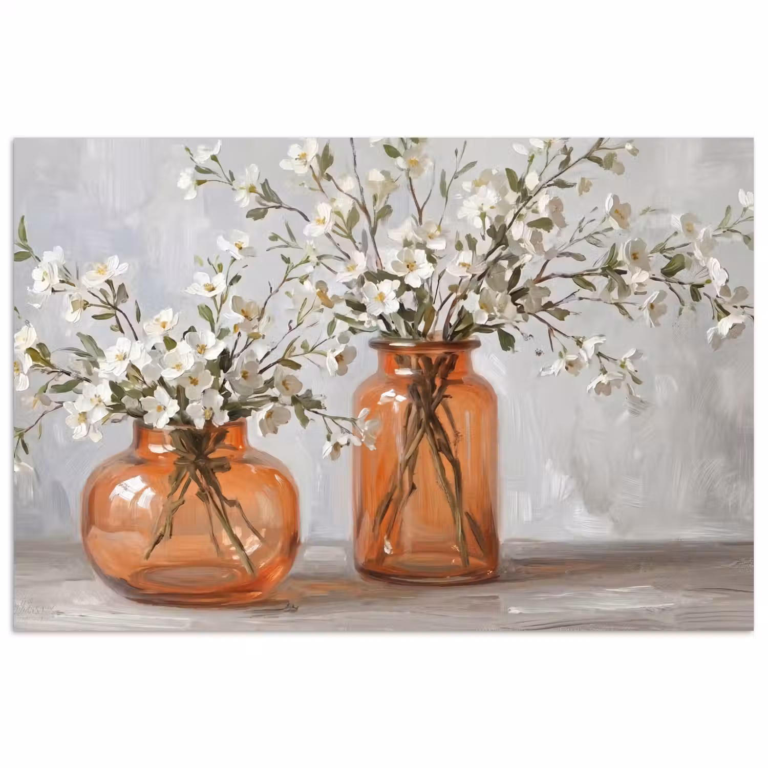 Vazen - Bloemen - Oranje poster papier klein -3d