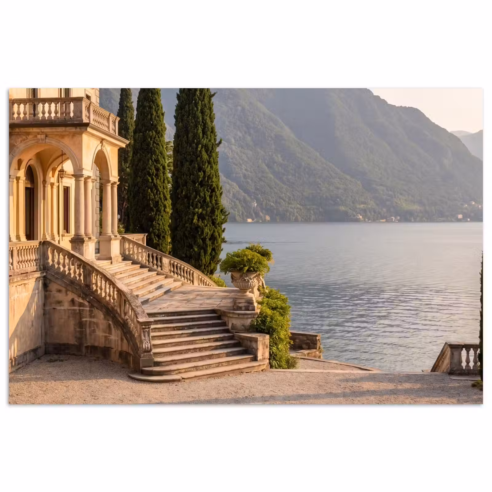 Poster - Villa – Wasser – Treppen - Villa - water -trappen poster papier klein