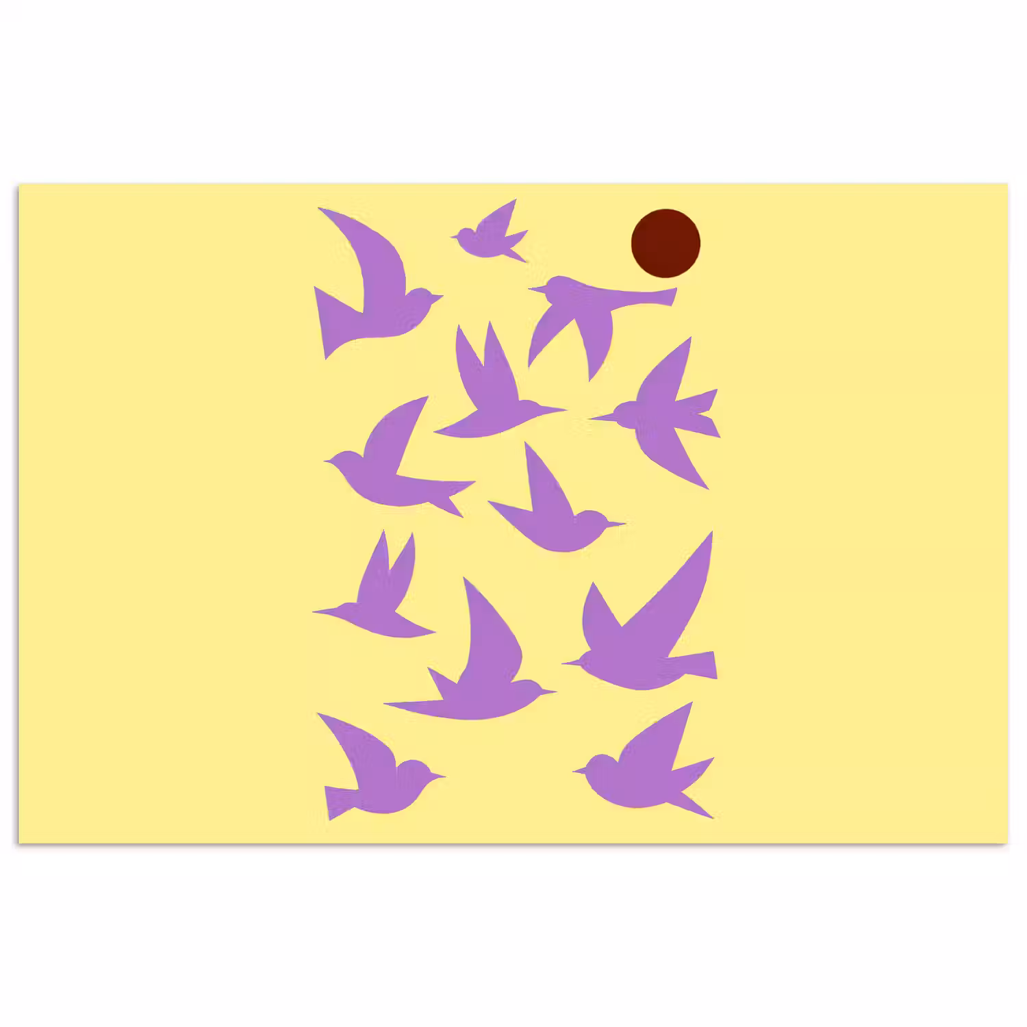Vogels - Cirkel - Geel - Beweging poster papier klein -3d