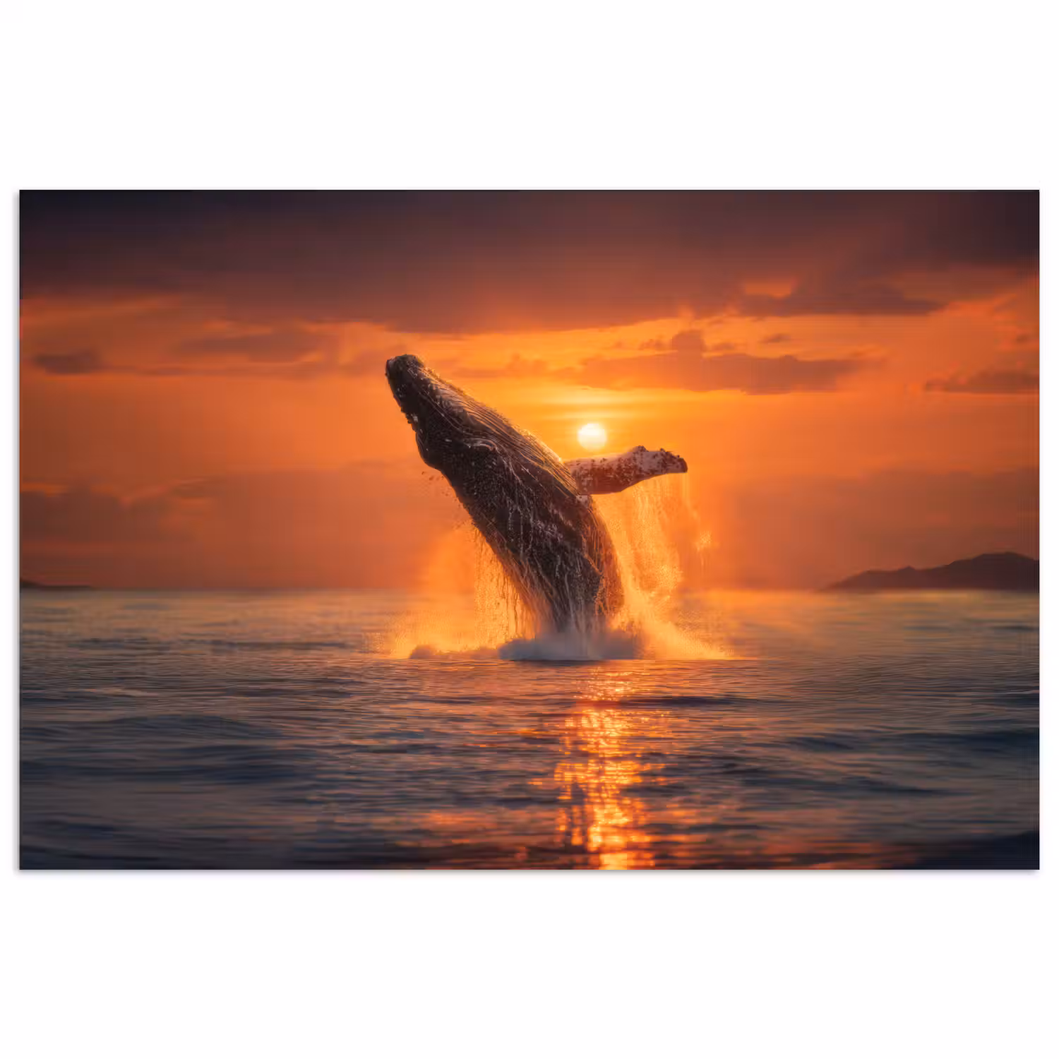 Walvis - Zon - Zee poster papier klein -3d