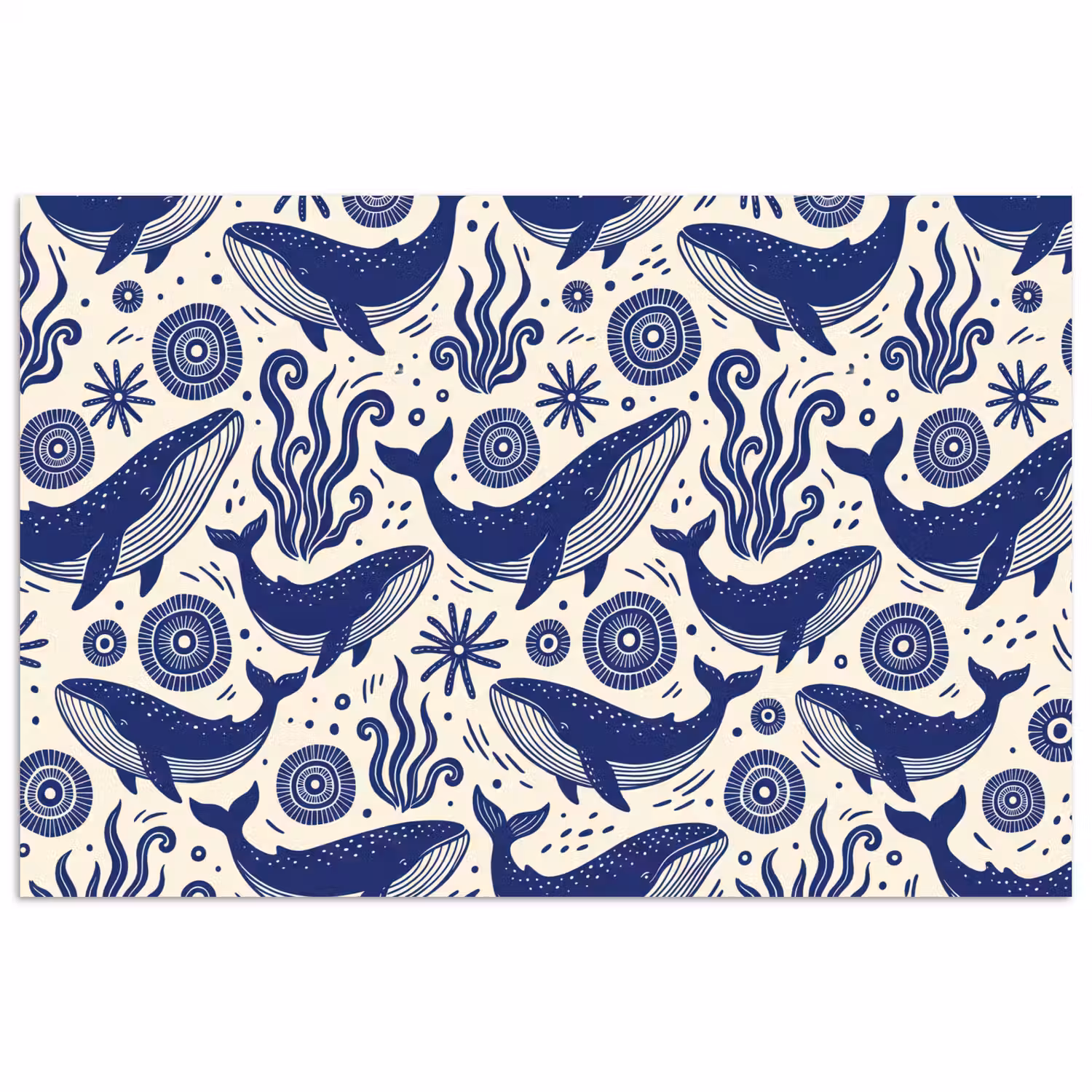 Walvis - Onderwater - Dieren - Abstract - Blauw poster papier klein -3d