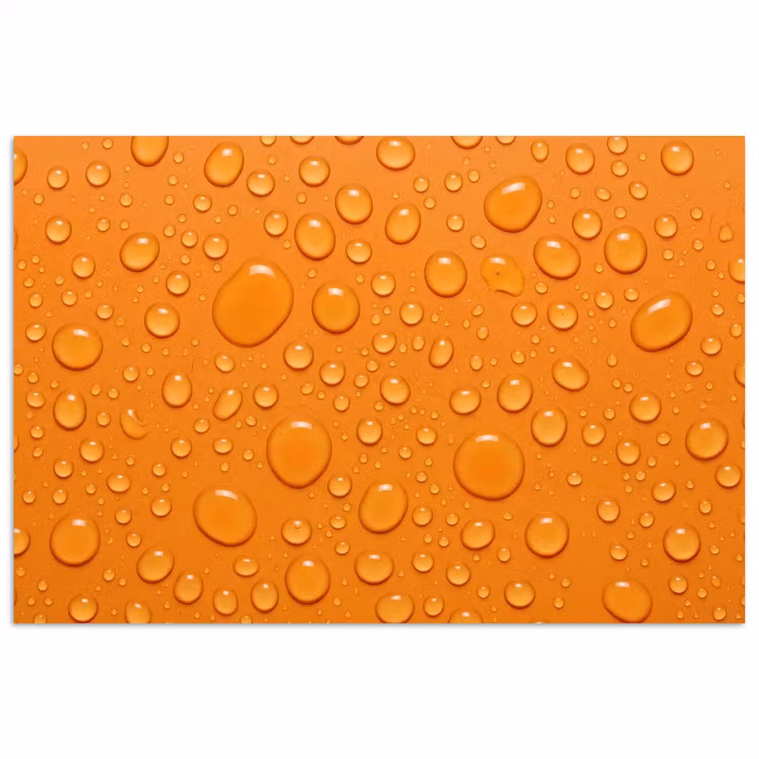 Water - Druppels - Oranje poster papier klein -3d