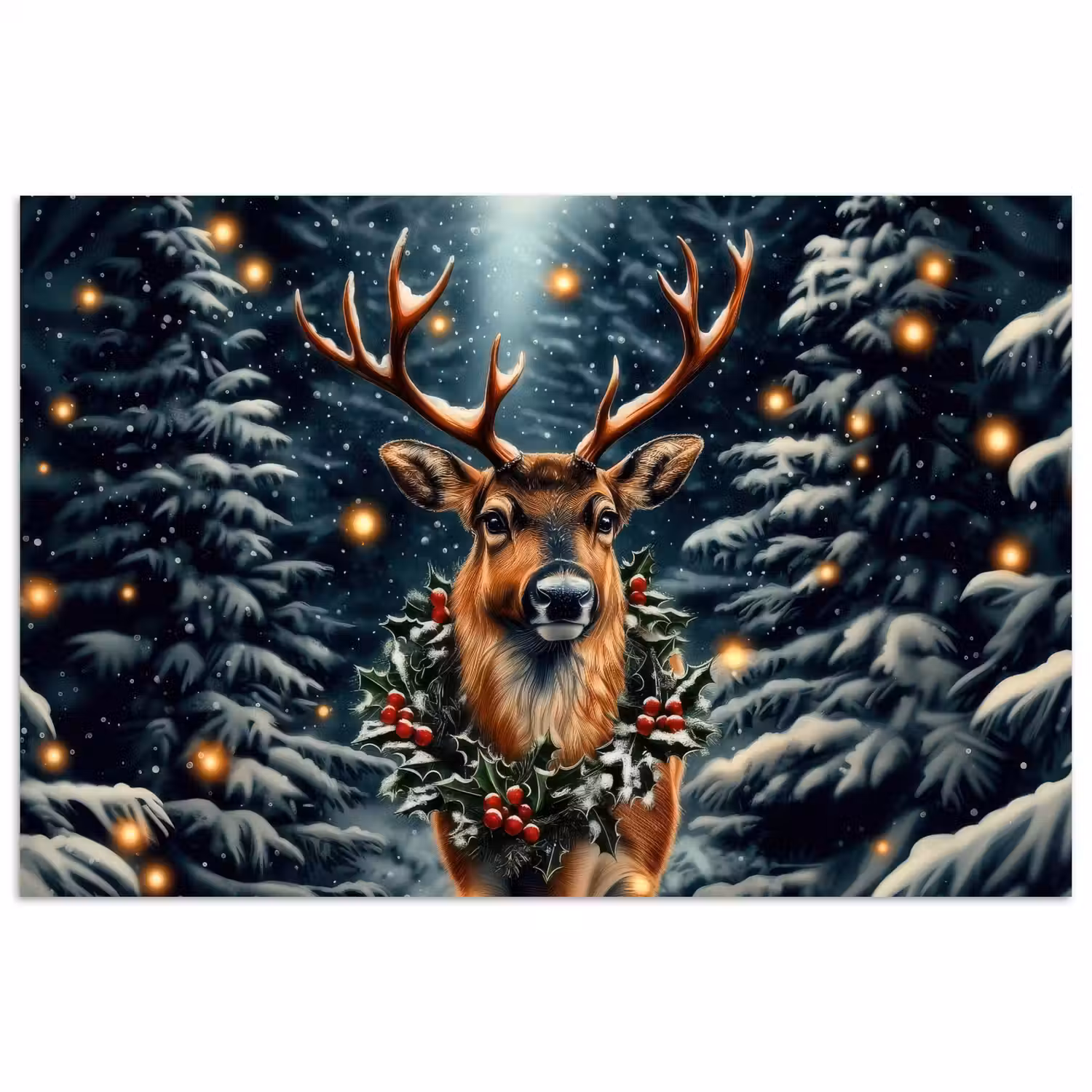 Kerst - Magie - Bos - Kleurrijk poster papier klein -3d