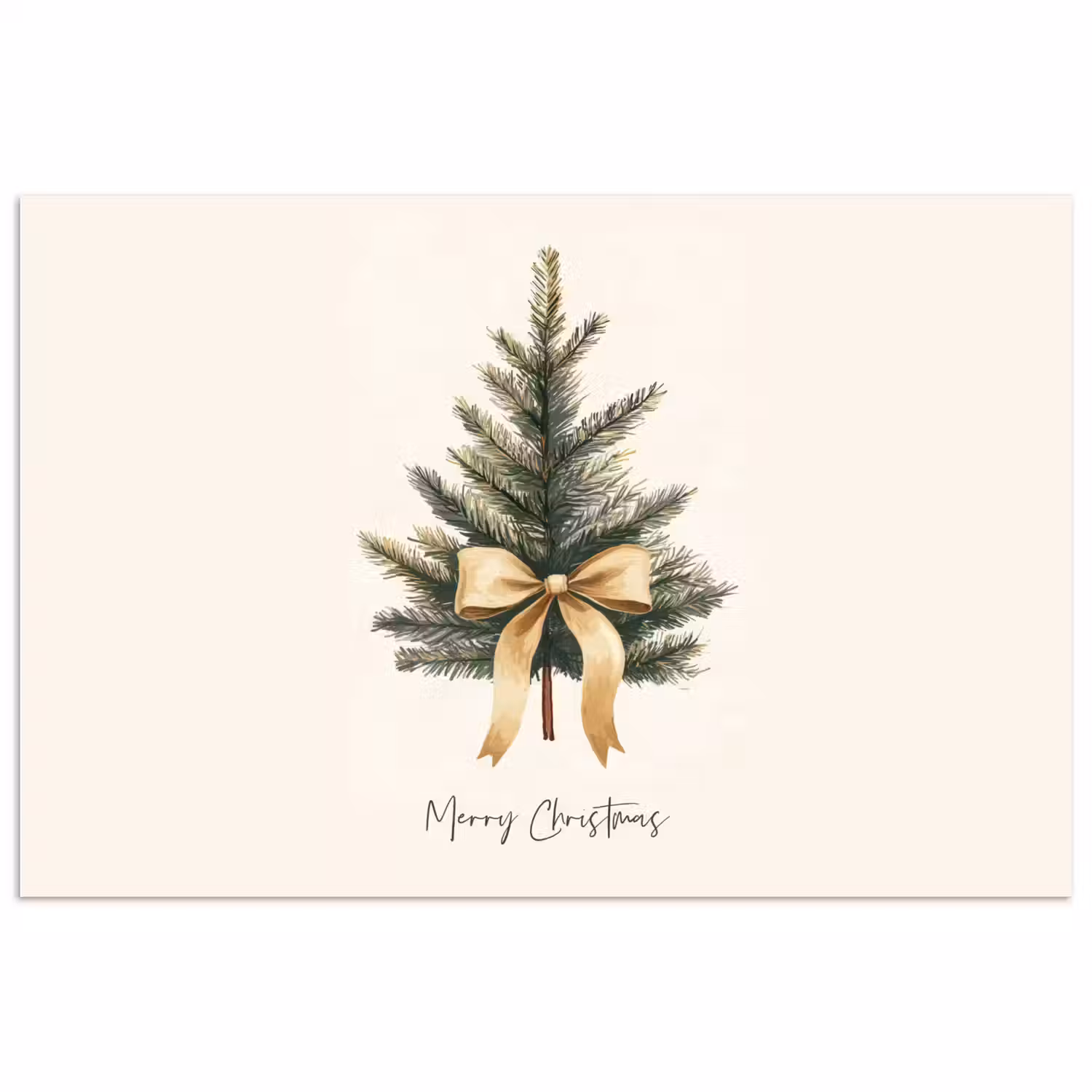 Kerstboom - Kerst - Merry Christmas - Beige poster papier klein -3d