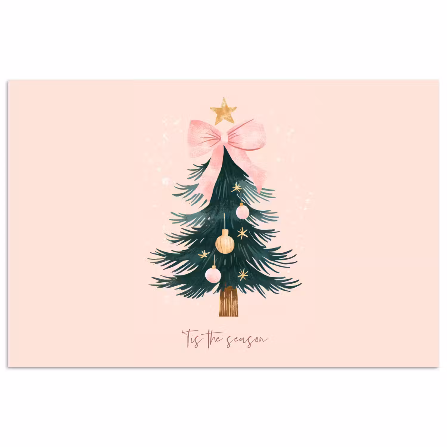 Christmas Season - Kerst - Kerstboom - Roze poster papier klein -3d