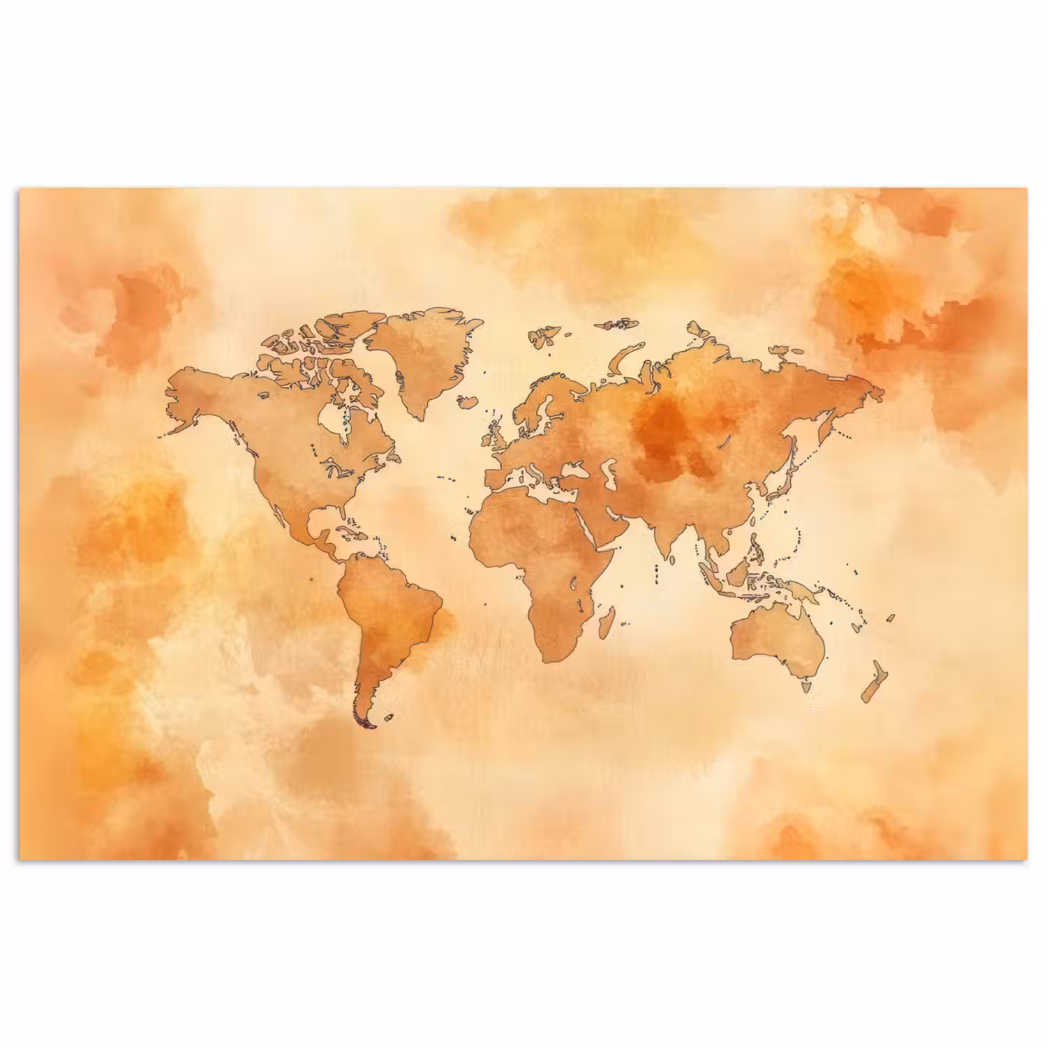 Wereldkaart - Aquarelstijl poster papier klein -3d