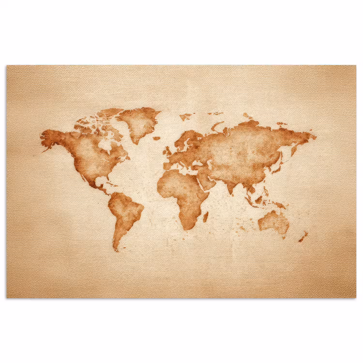 Wereldkaart - Bruin - Klassiek poster papier klein -3d