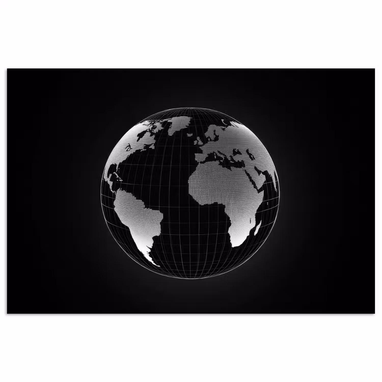 Wereldkaart - Digitaal - Raster - Wereldbol poster papier klein -3d