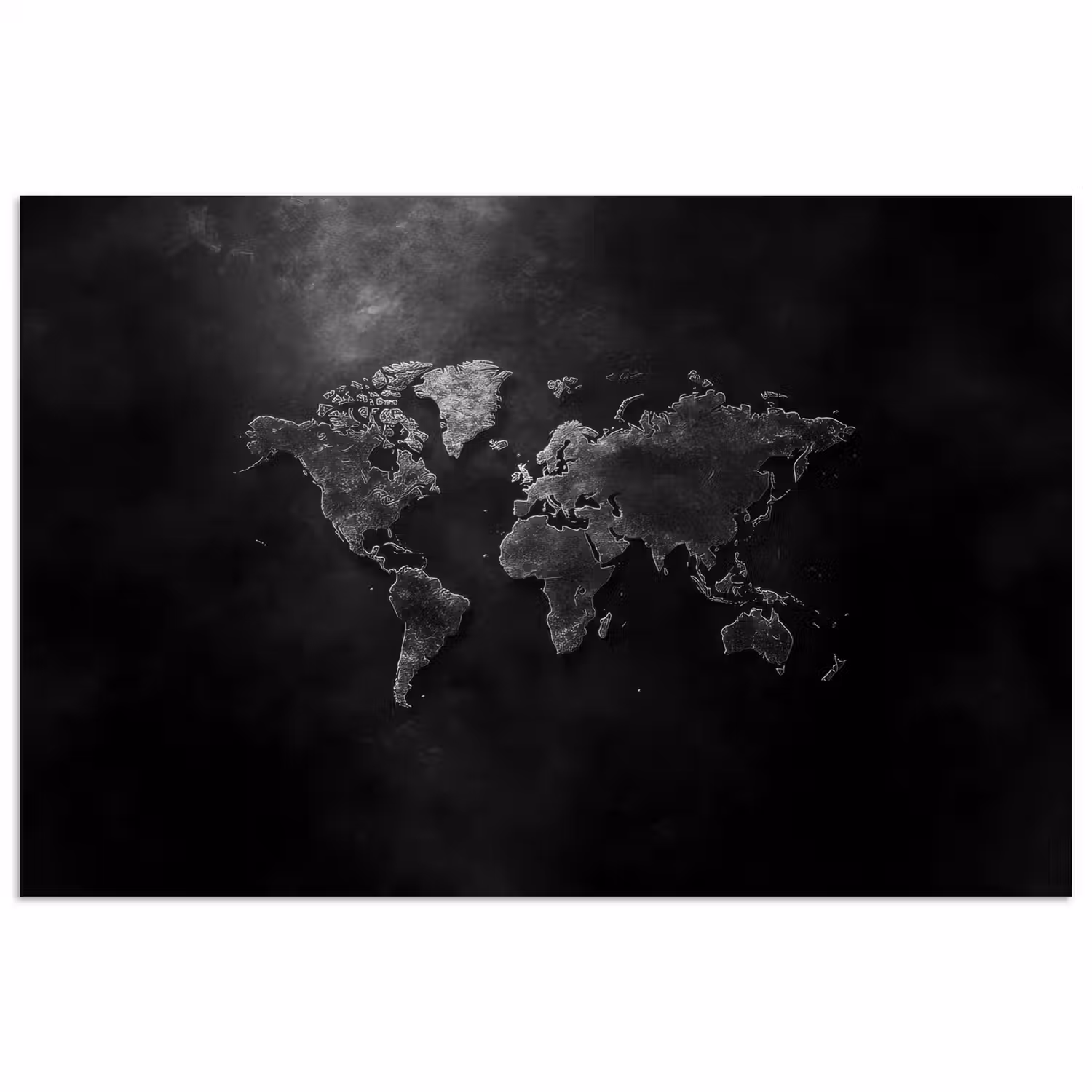 Wereldkaart - Duister - Zwart poster papier klein -3d