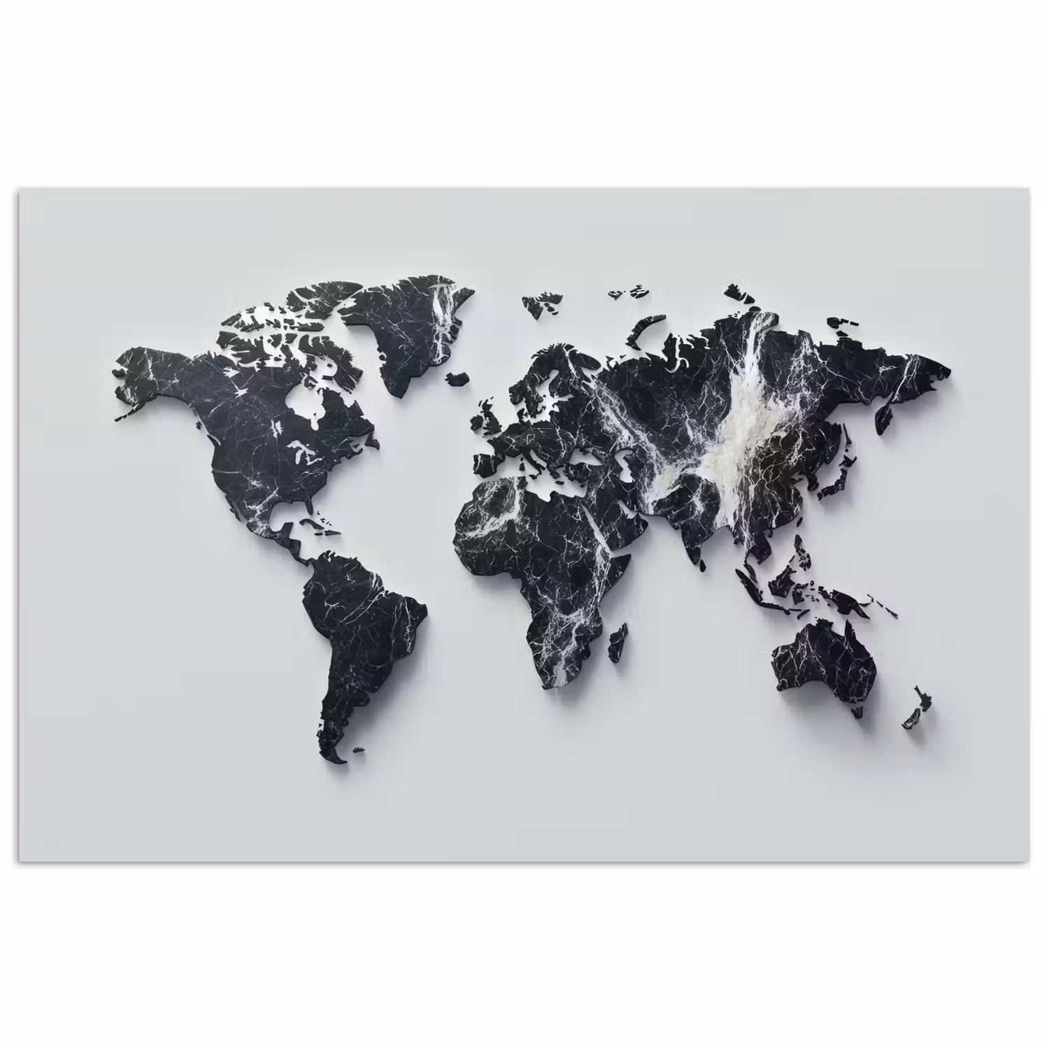Wereldkaart - Dynamisch - Marmer - Wit poster papier klein -3d