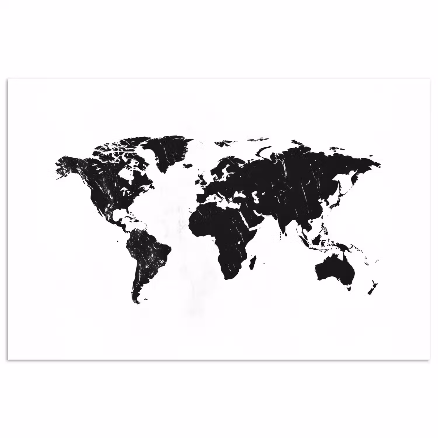 Wereldkaart - Verf - Zwart - Wit poster papier klein -3d