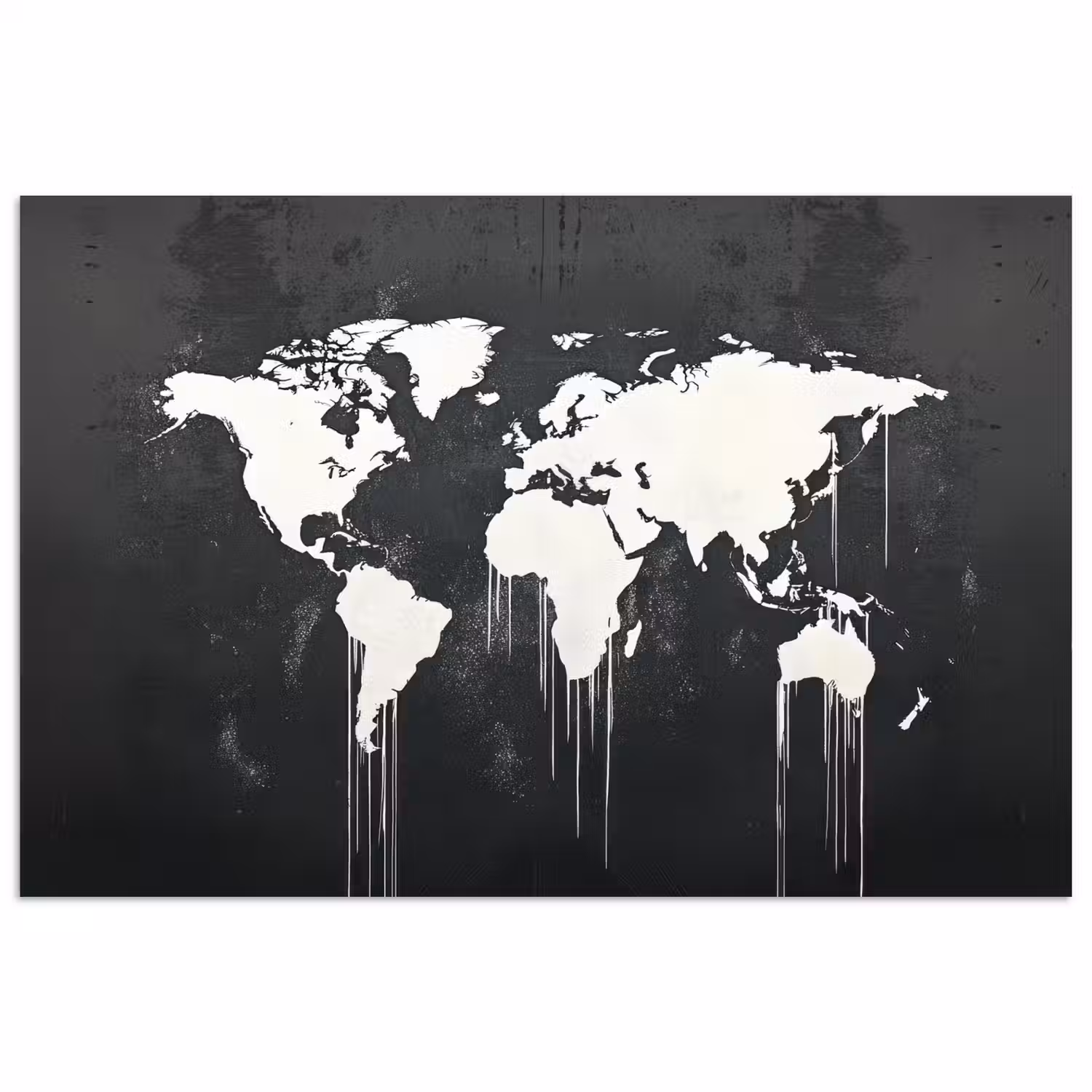 Wereldkaart - Verf - Wit poster papier klein -3d