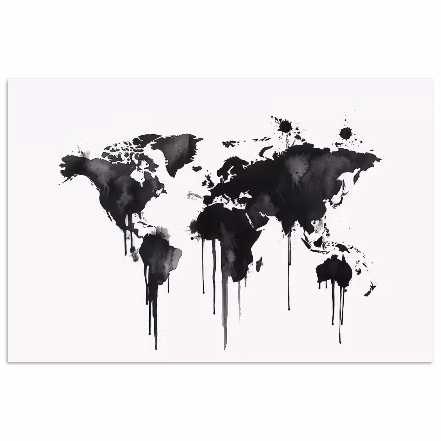 Wereldkaart - Graffiti - Zwart poster papier klein -3d
