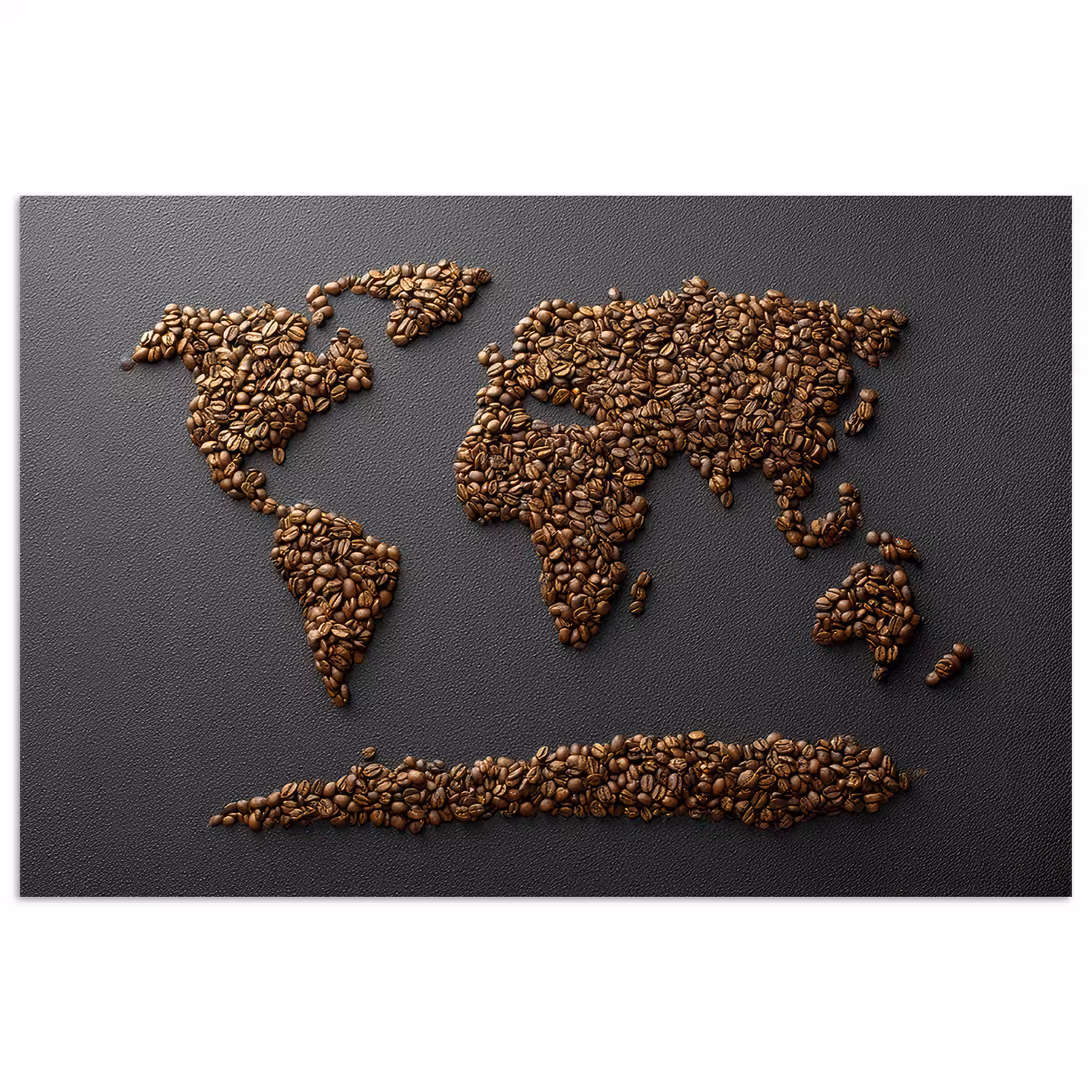 Wereldkaart - Koffie - Grijs poster papier klein -3d