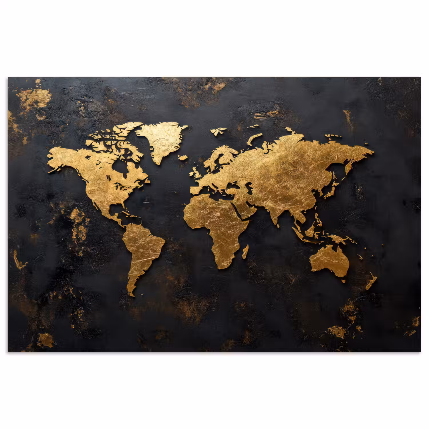 Wereldkaart - Artistiek - Zwart poster papier klein -3d