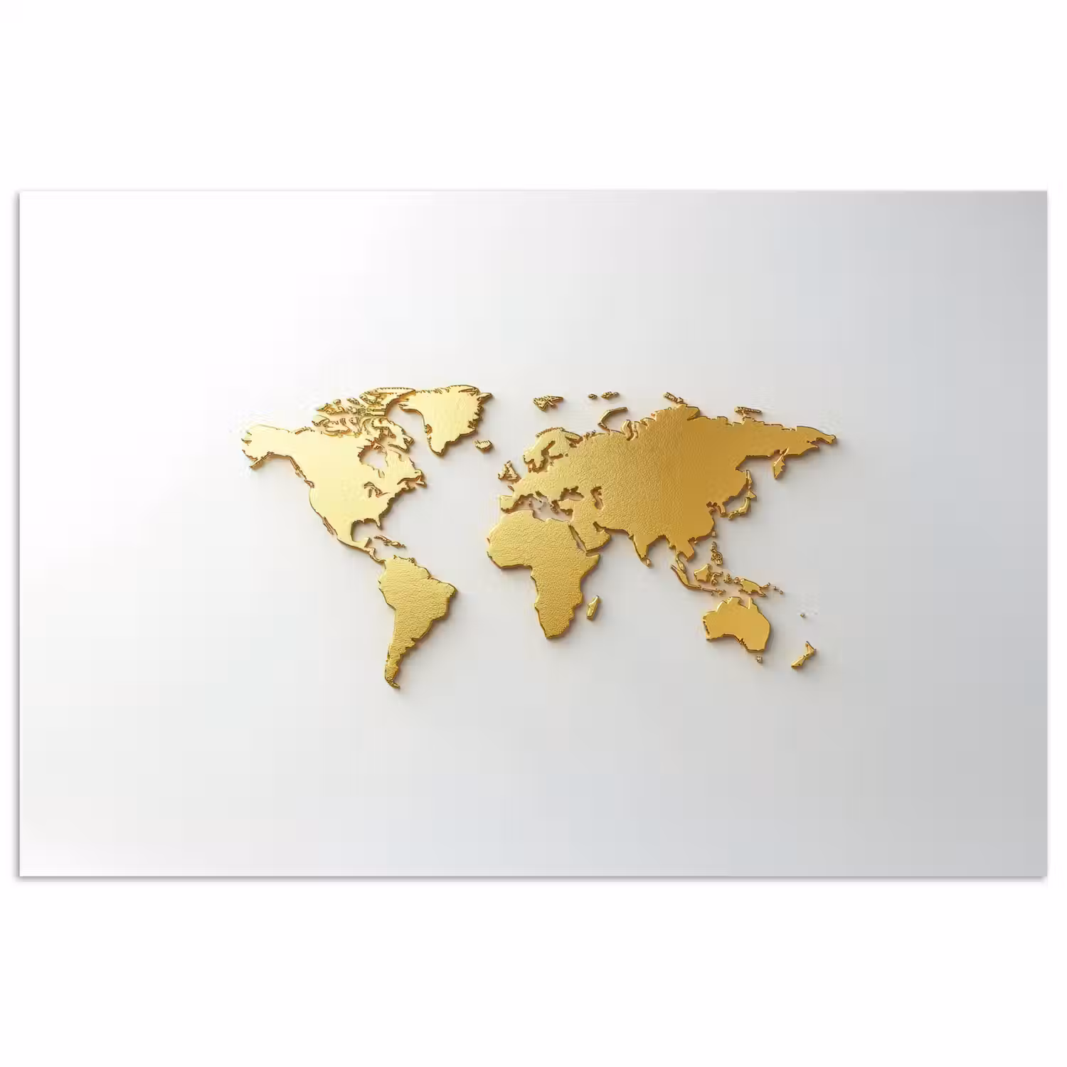 Wereldkaart - Luxe uitstraling - Glanzend goud poster papier klein -3d