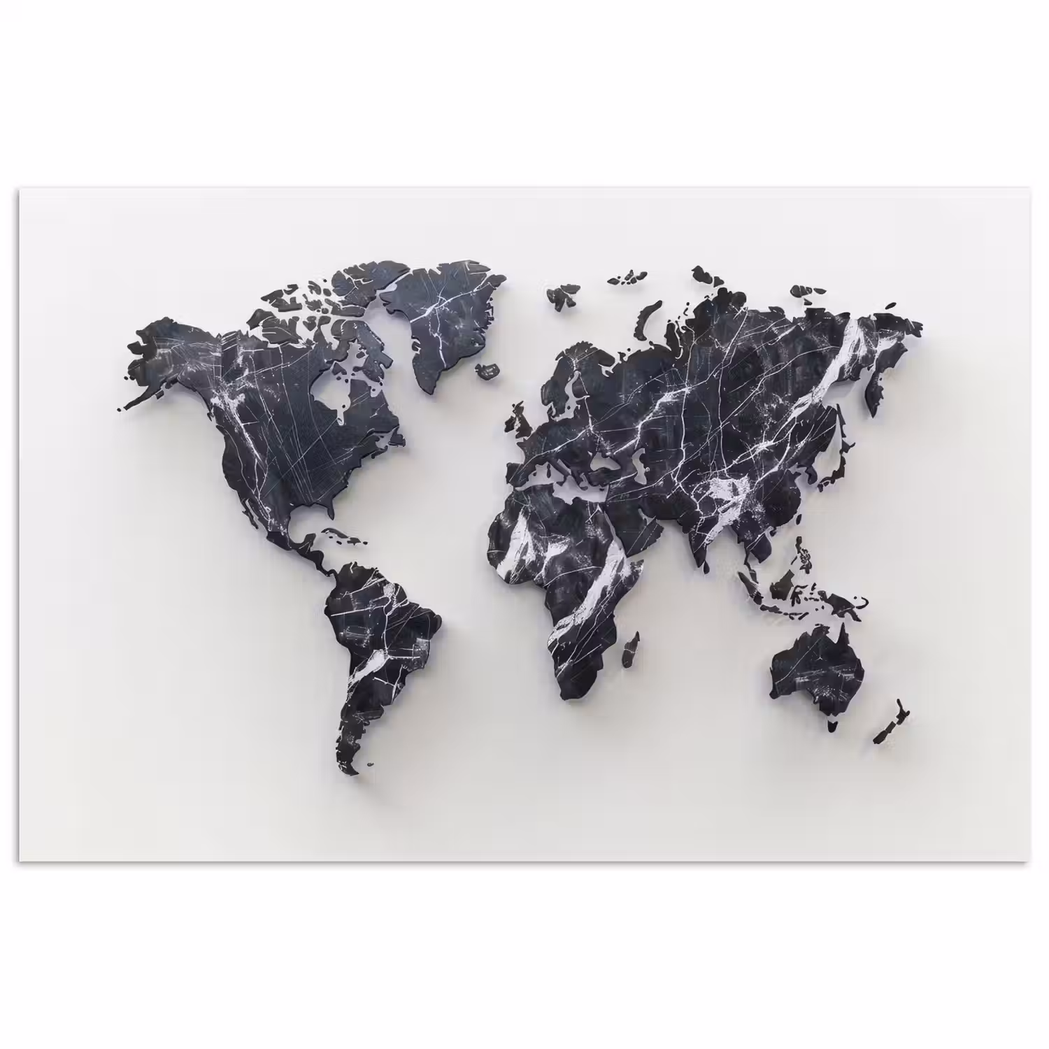 Wereldkaart - Marmer - Modern poster papier klein -3d
