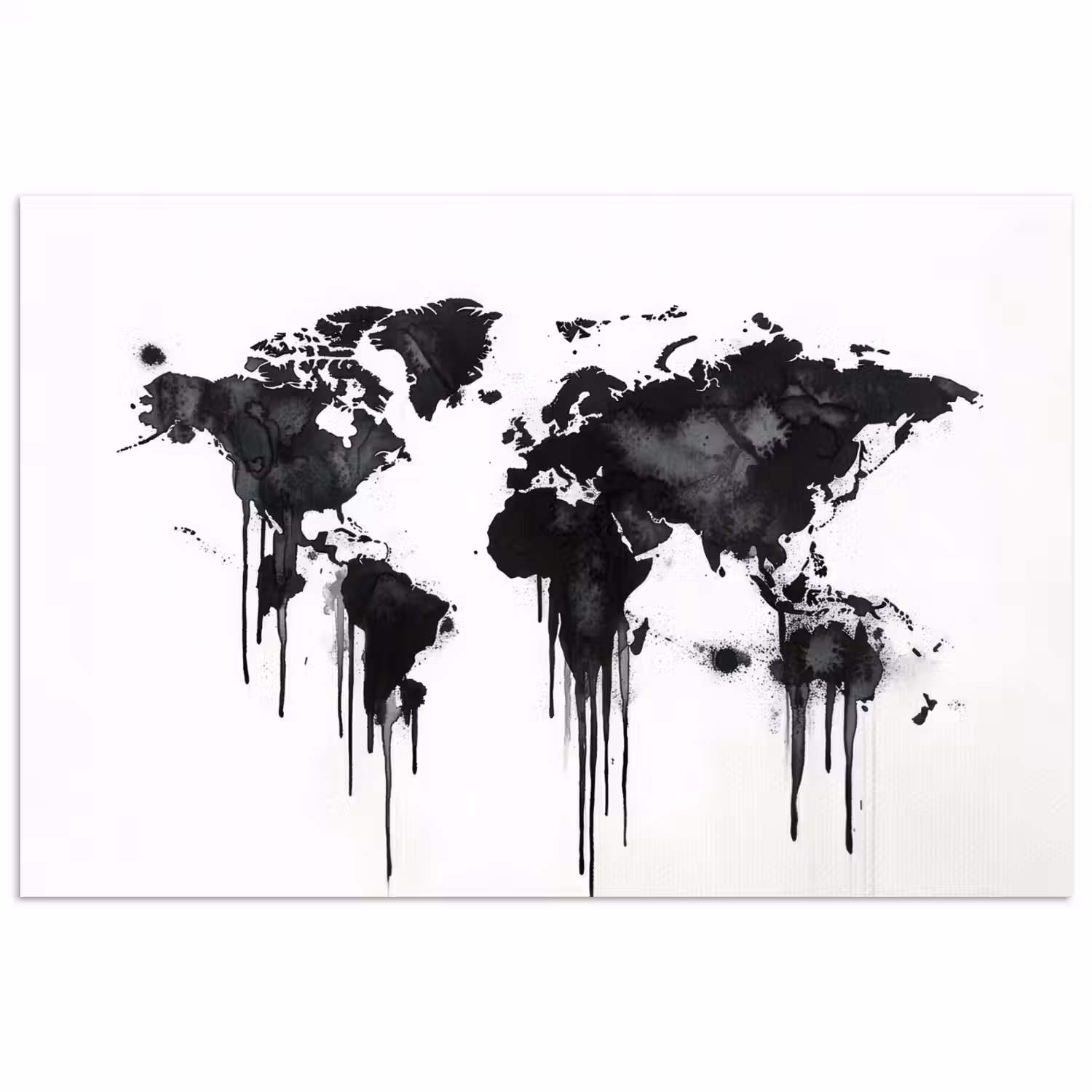Wereldkaart - Minimalistisch - Graffiti poster papier klein -3d