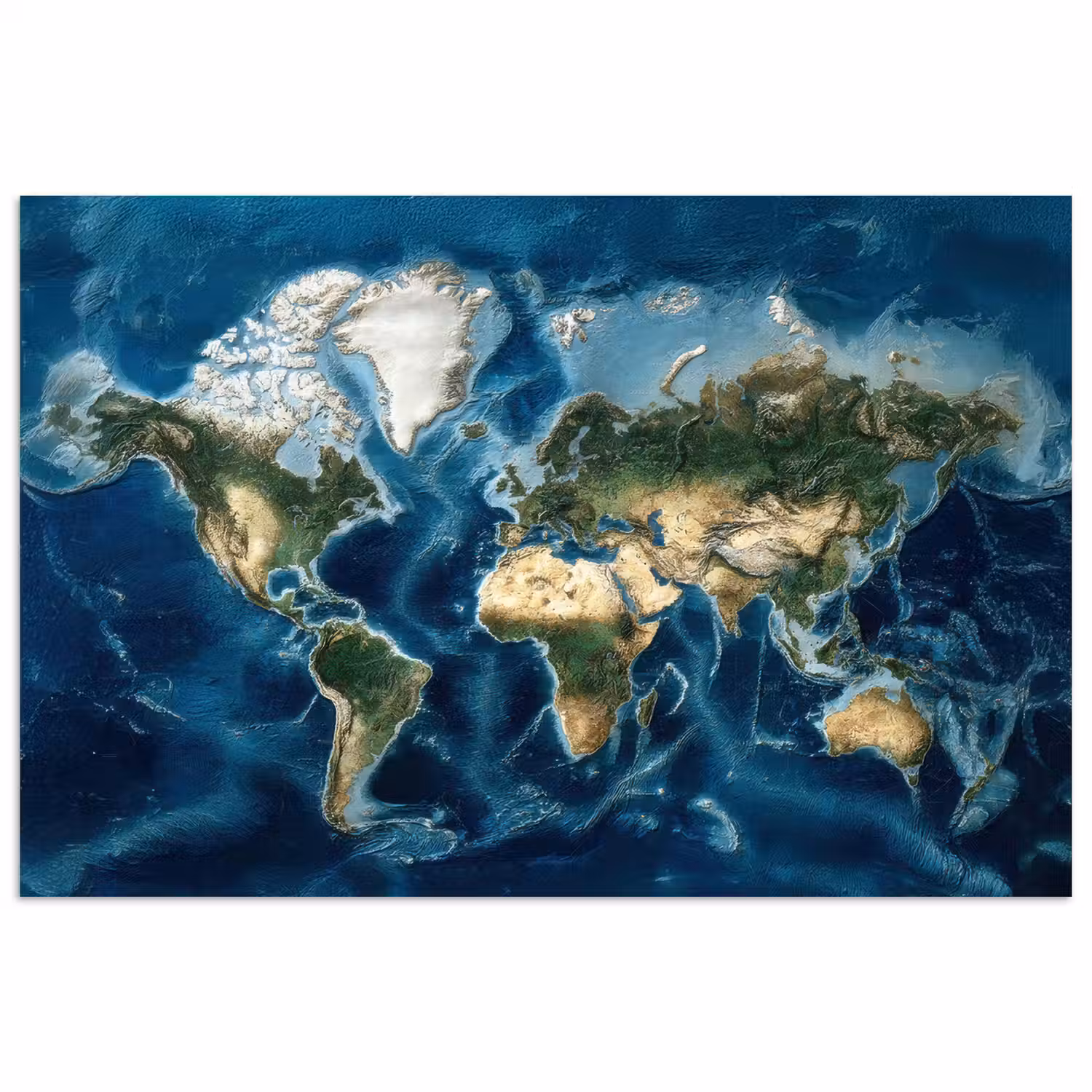 Wereldkaart - Natuurlijk - Goud poster papier klein -3d