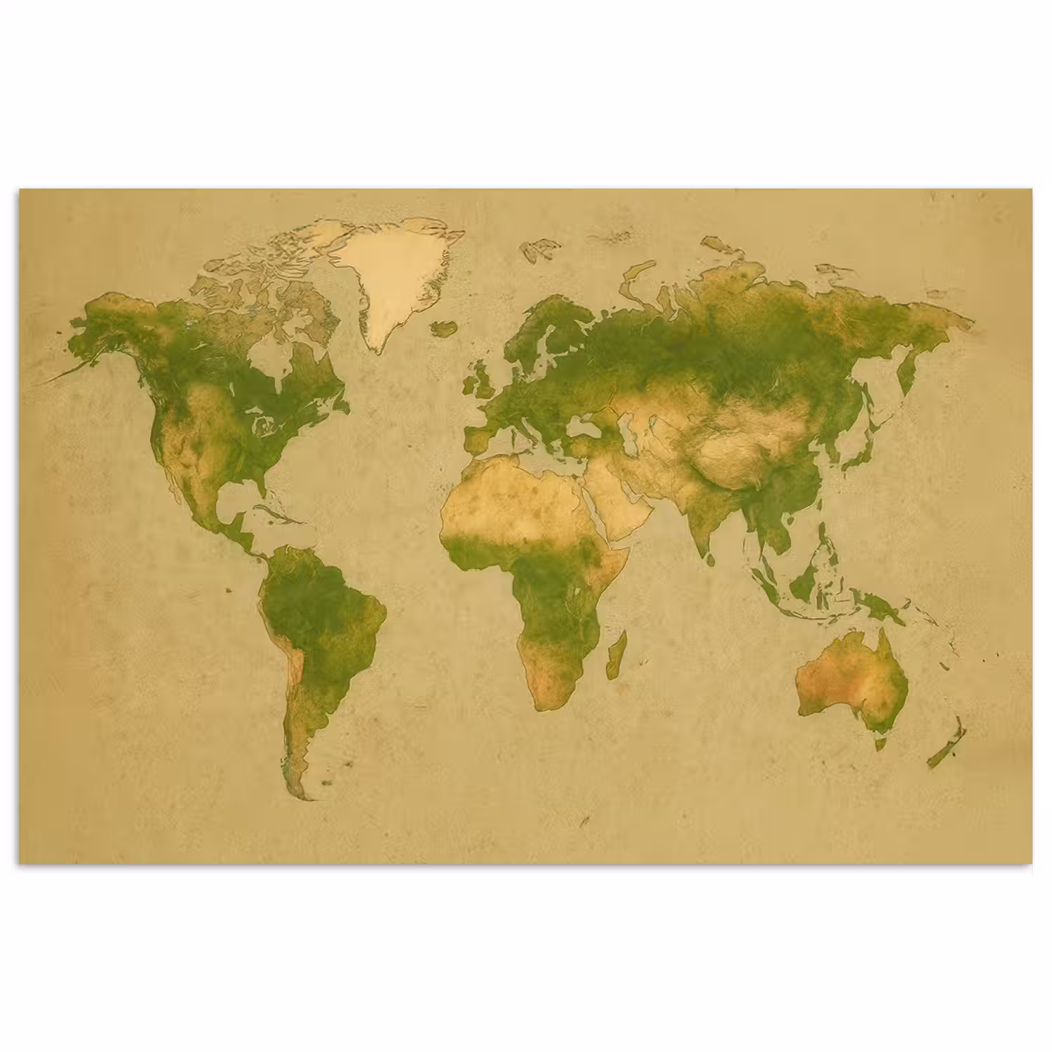 Wereldkaart - Natuurlijke tinten - Organische textuur poster papier klein -3d