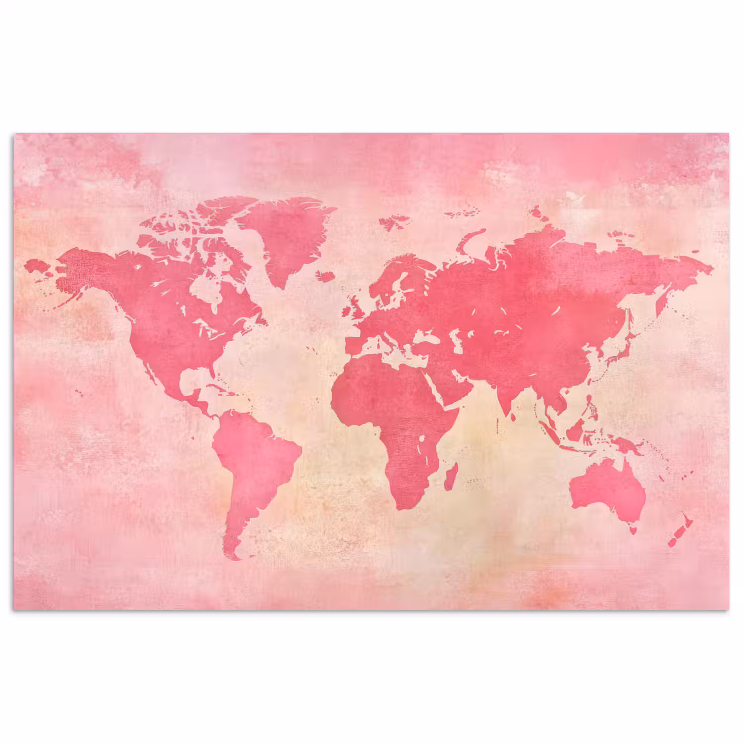 Wereldkaart - Roze - Vaag poster papier klein -3d