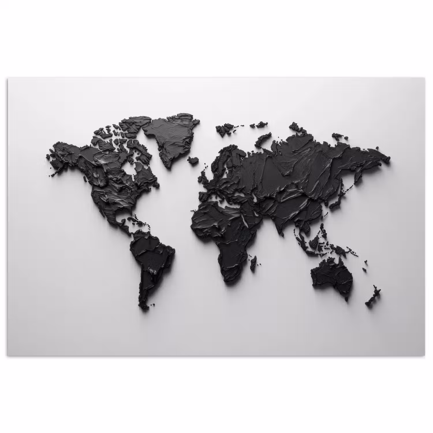 Wereldkaart - Structuur - Zwart poster papier klein -3d