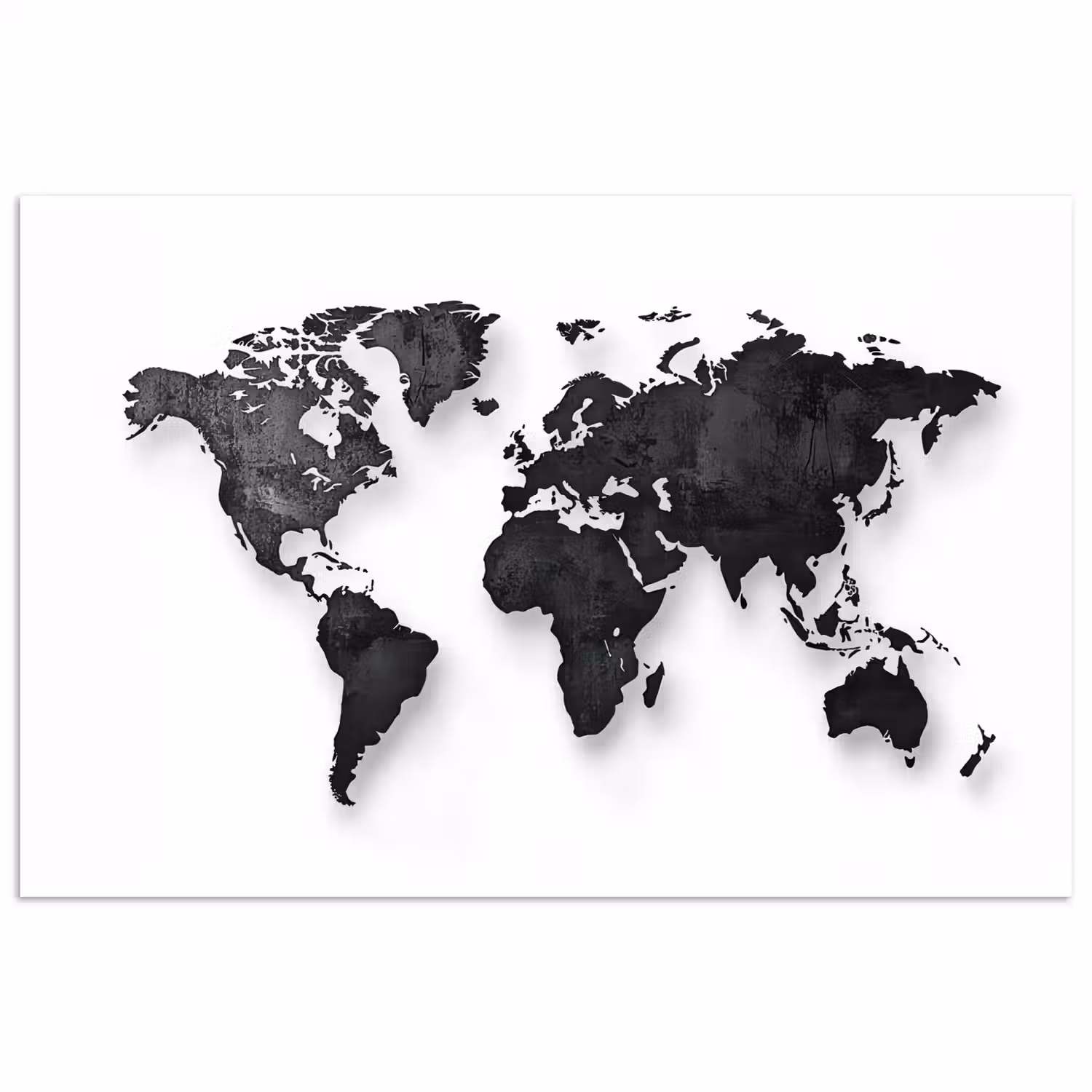 Wereldkaart - Diepte - Zwart poster papier klein -3d