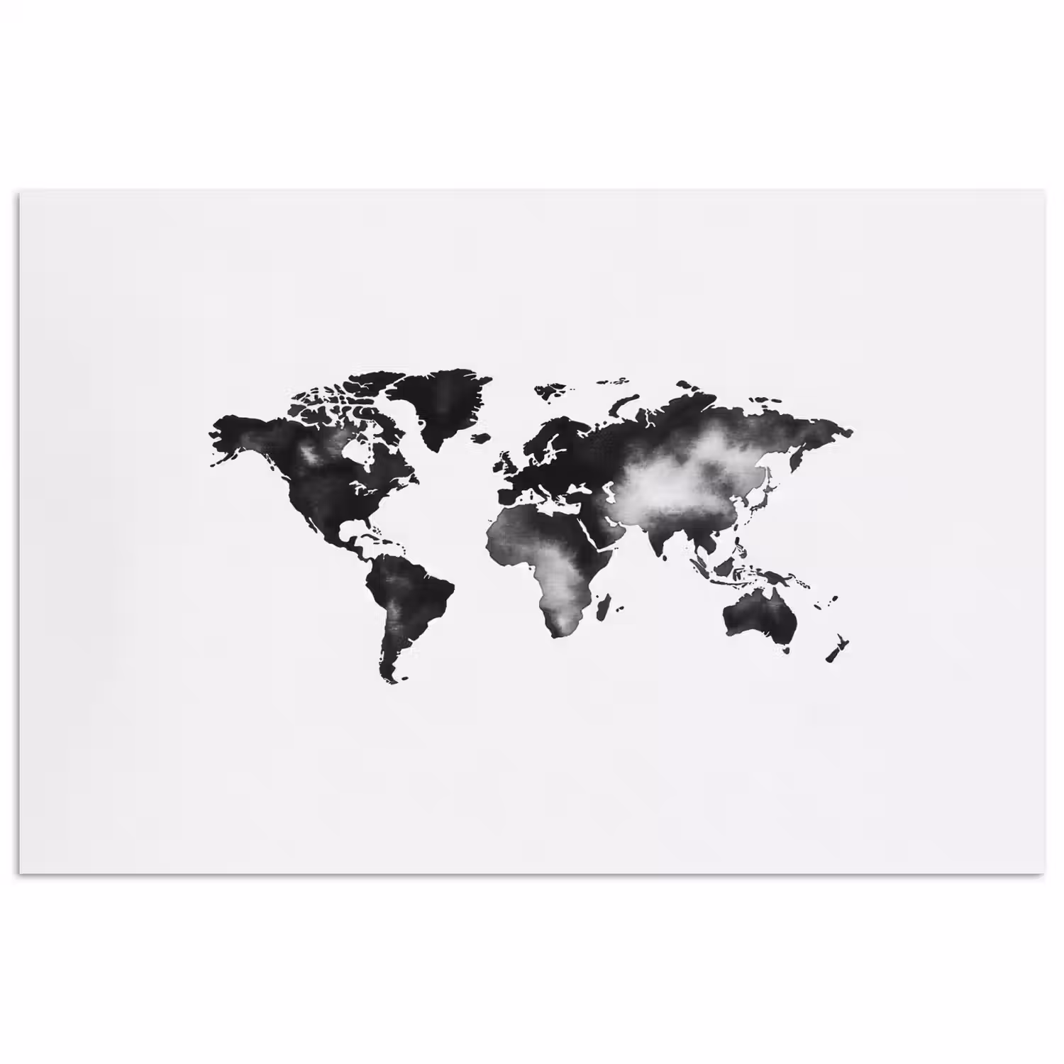 Wereldkaart - Inkt - Zwart poster papier klein -3d